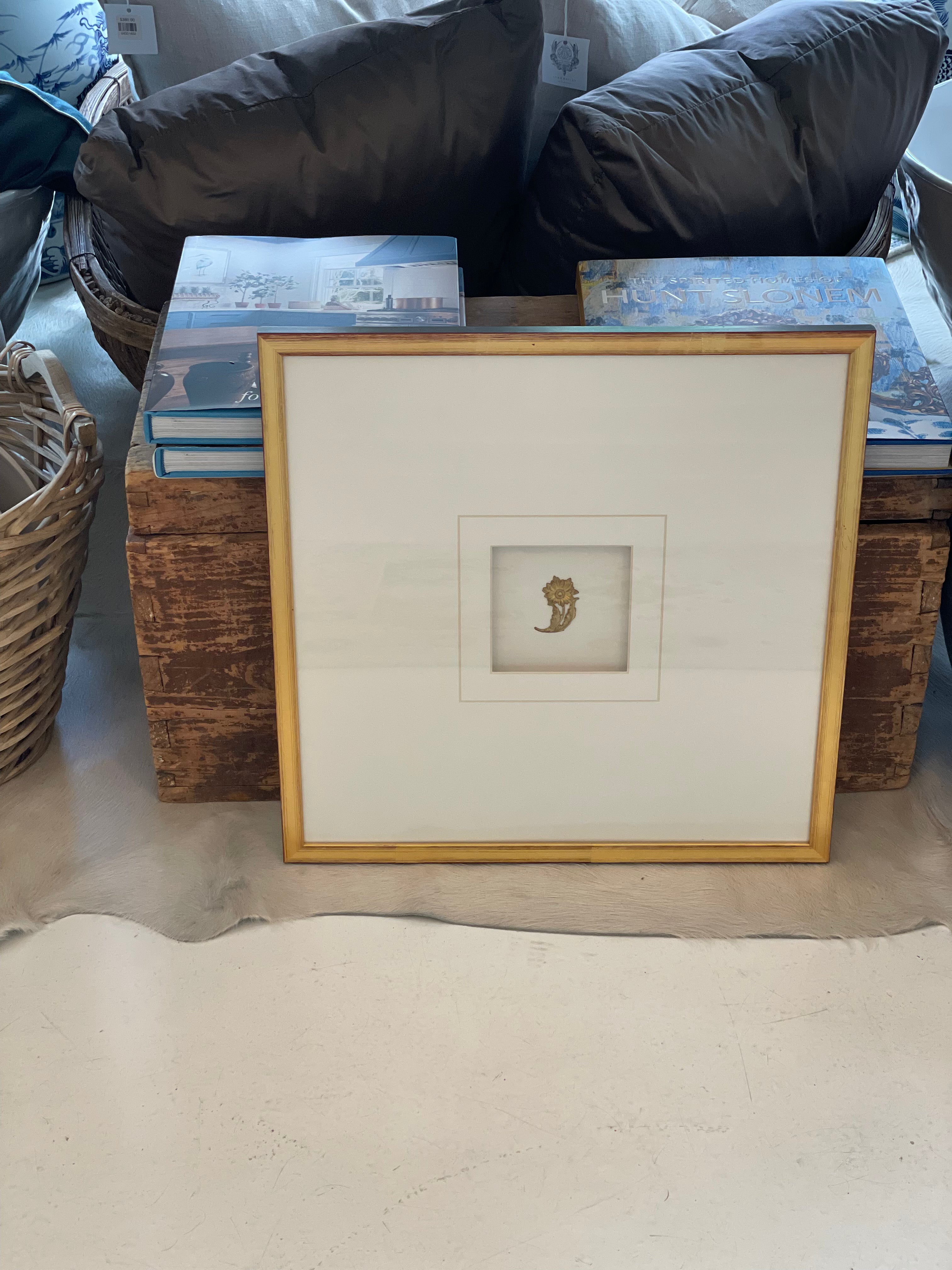 Framed Antique Brass Finding with White Mat