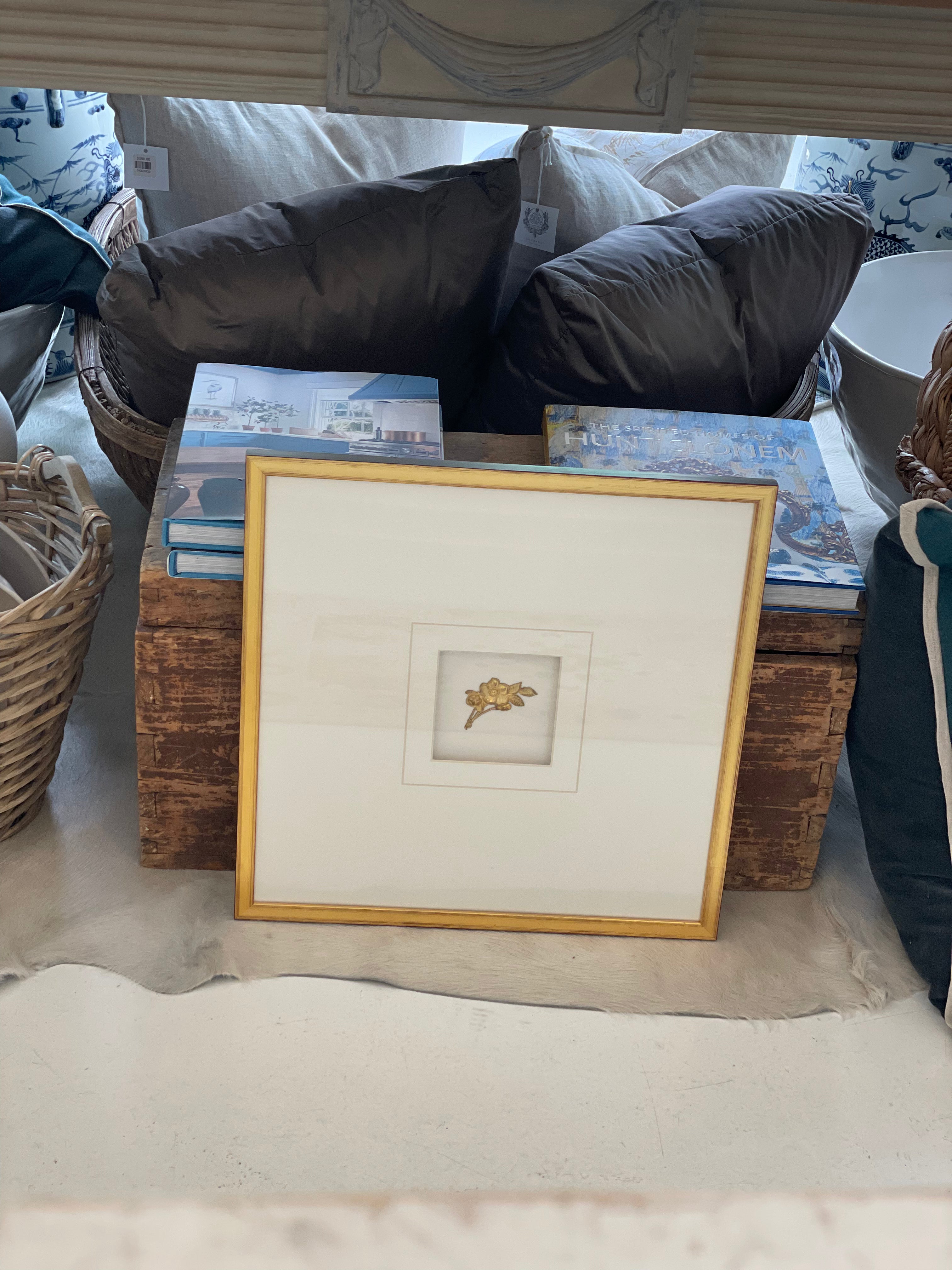 Framed Antique Brass Finding with White Mat