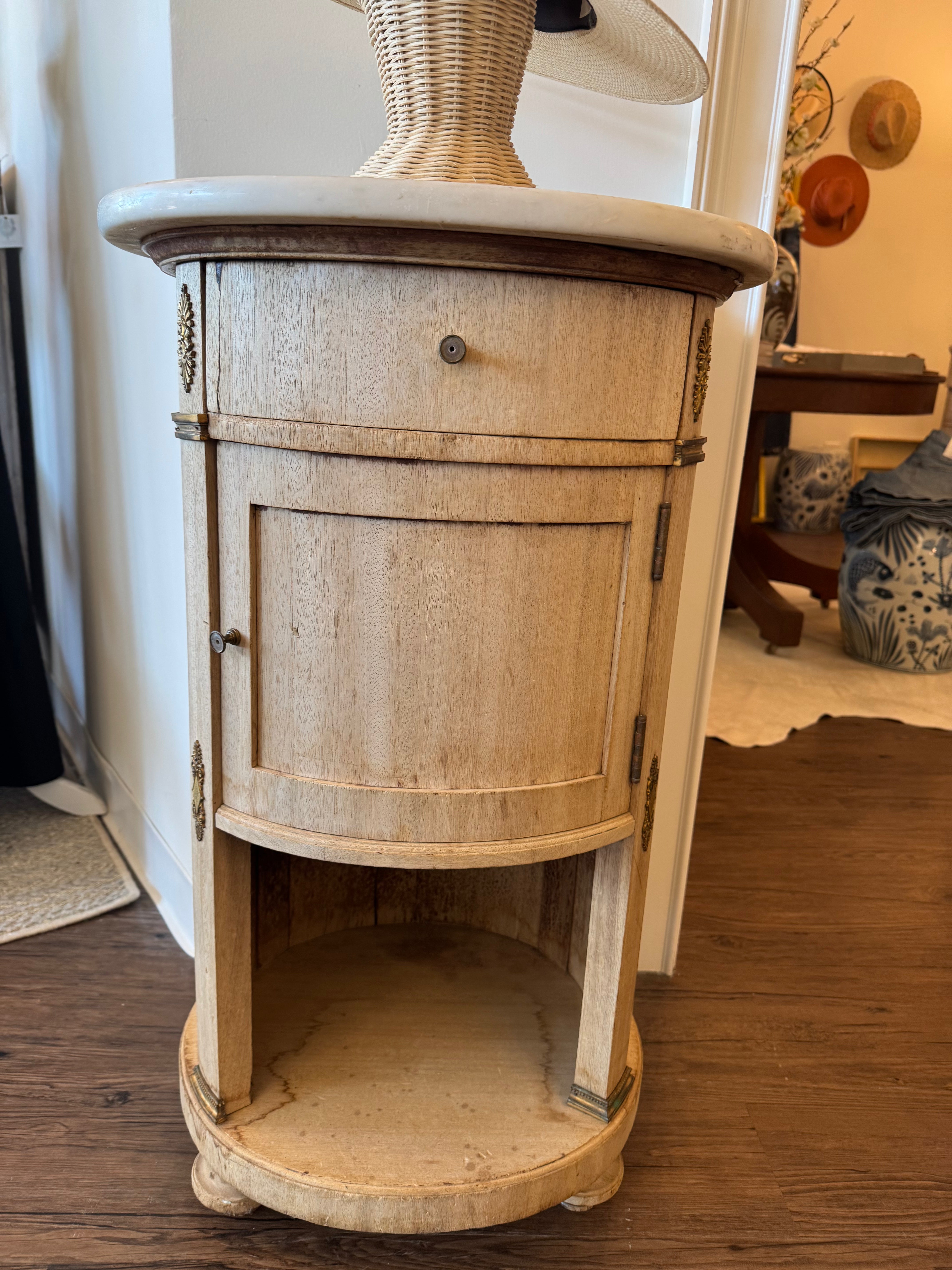 Antique Oval Bedside Table