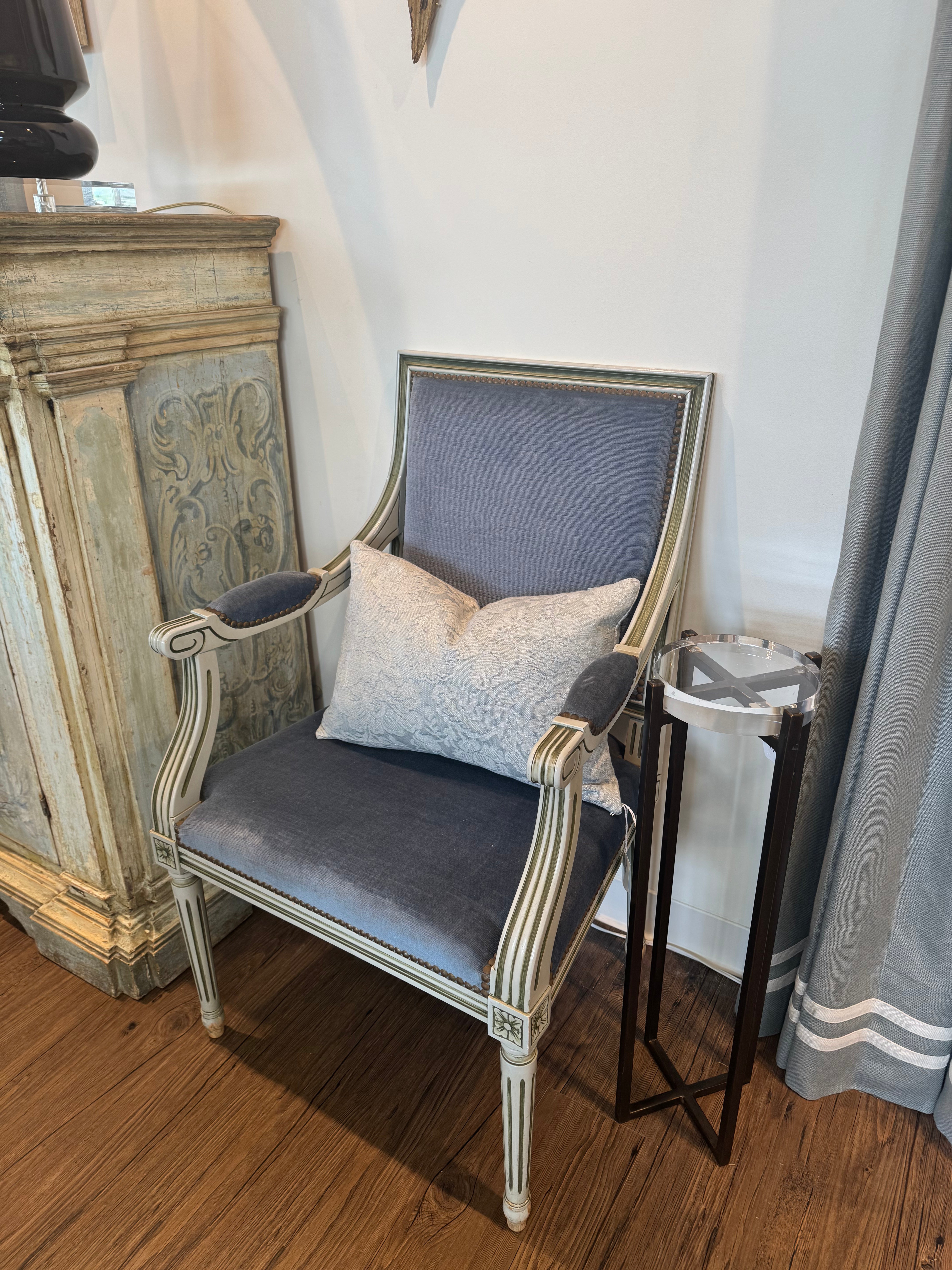 Blue Velvet French Dining Chairs-Set of 6