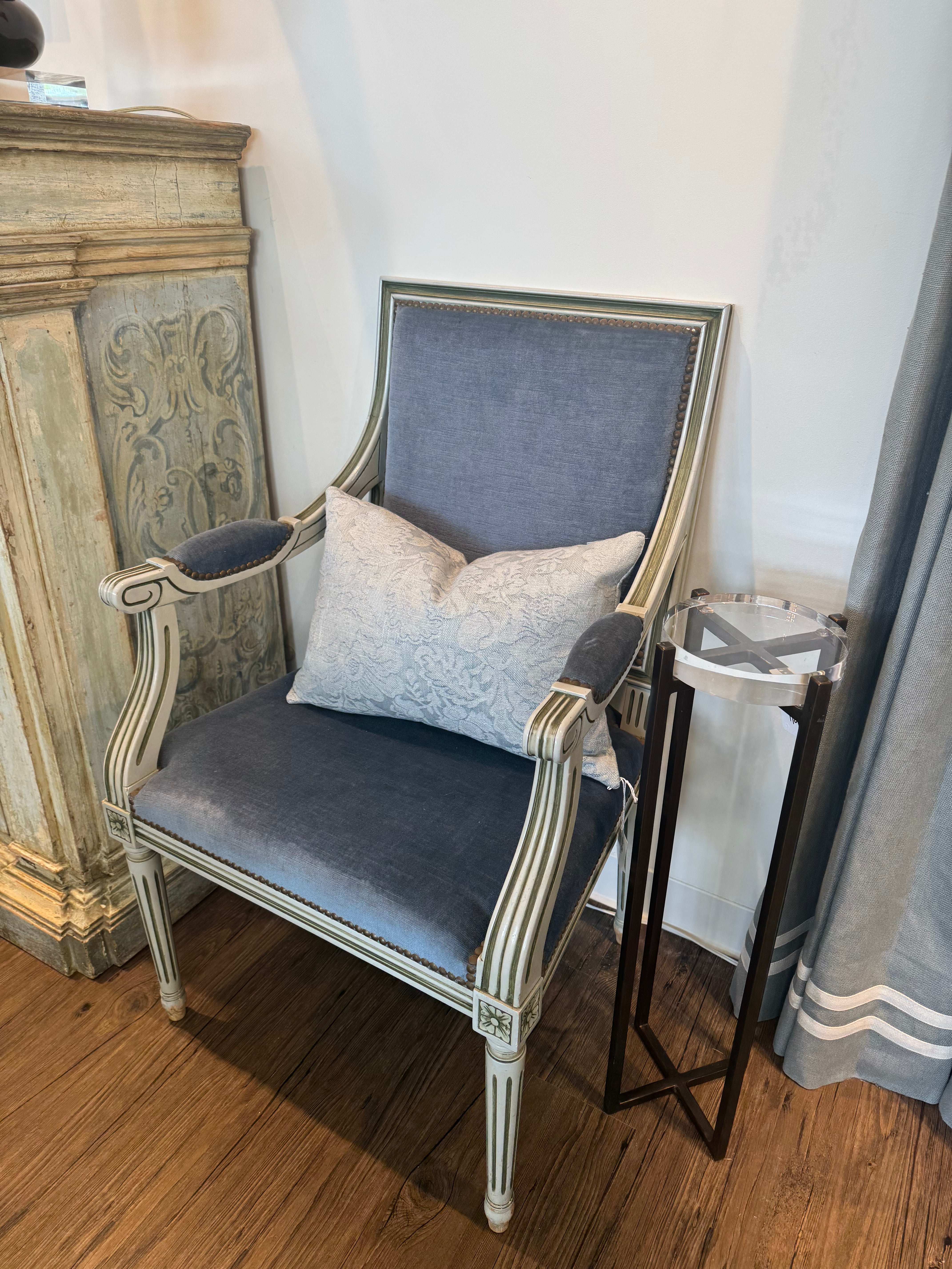 Blue Velvet French Dining Chairs-Set of 6