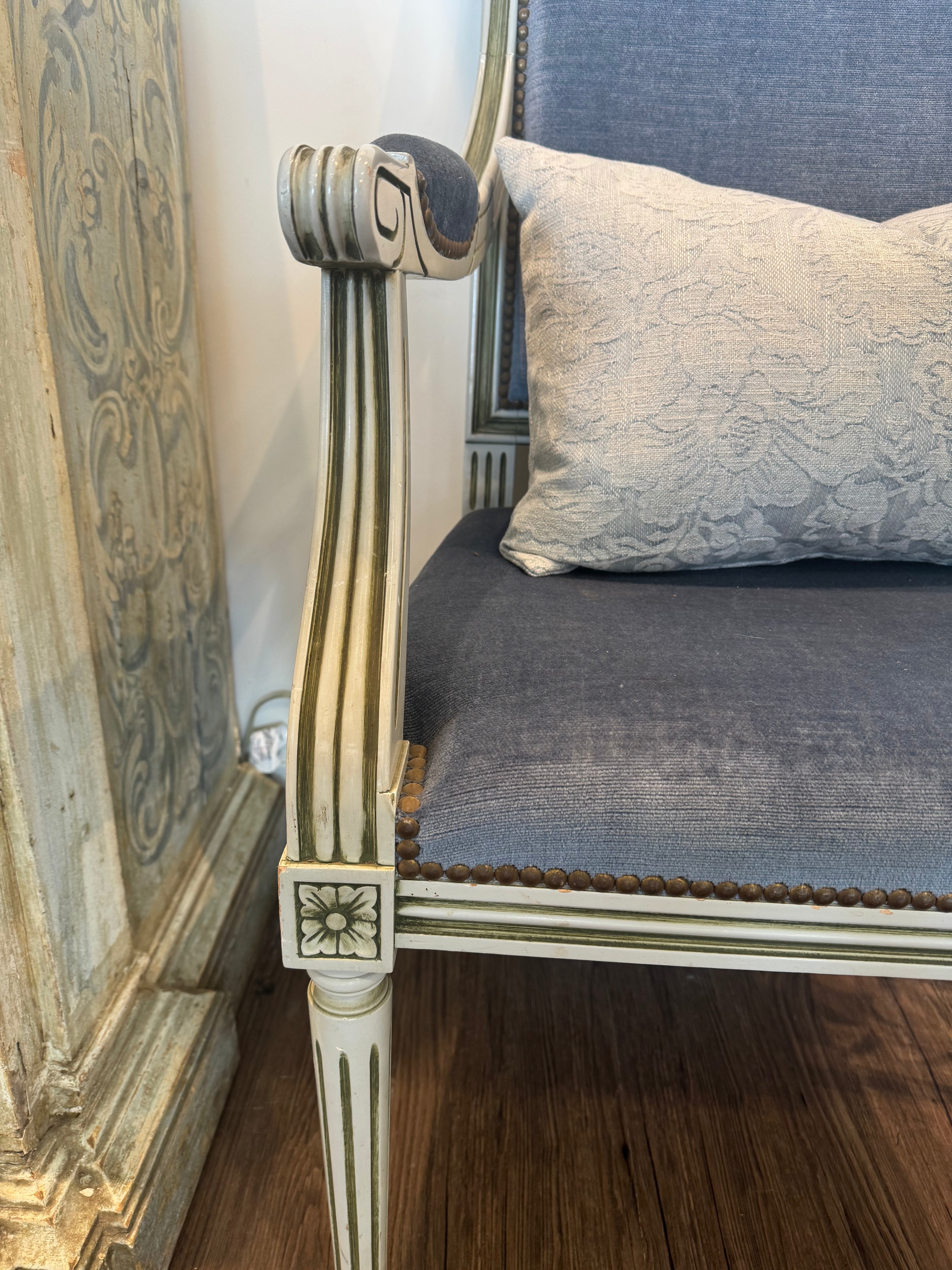 Blue Velvet French Dining Chairs-Set of 6