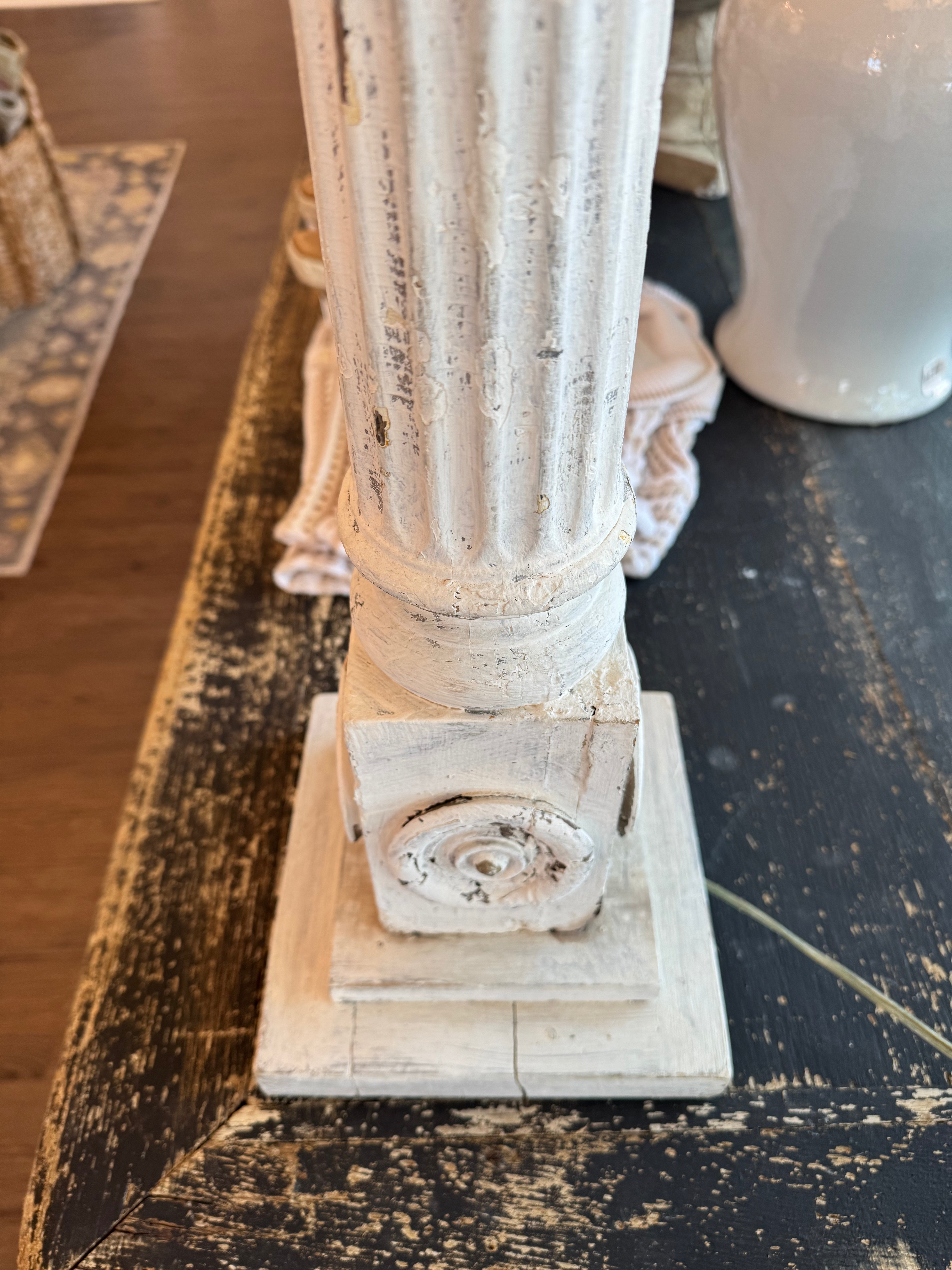 Antique White Column Lamps