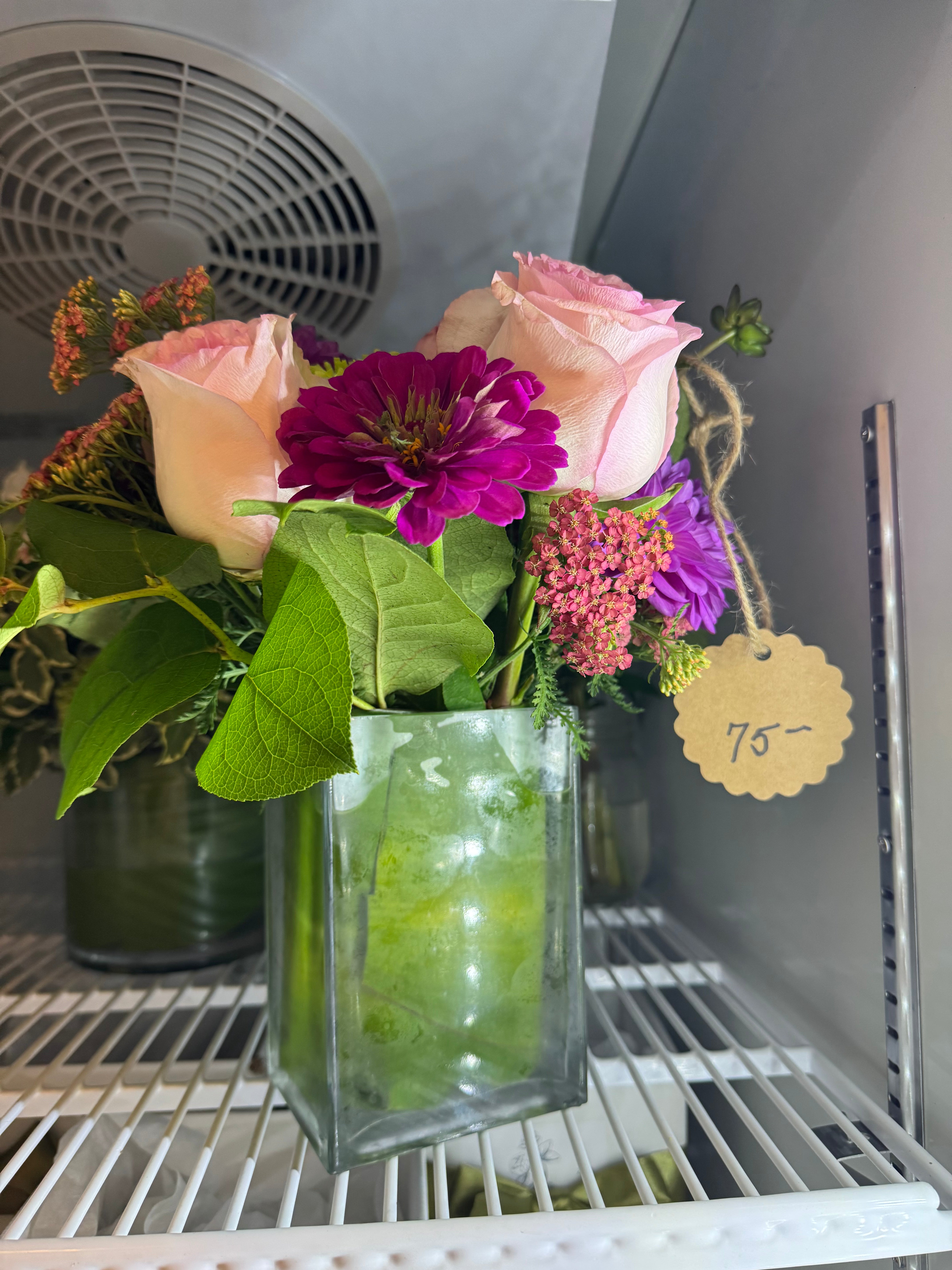 Square Wrapped Glass Vase with Florals