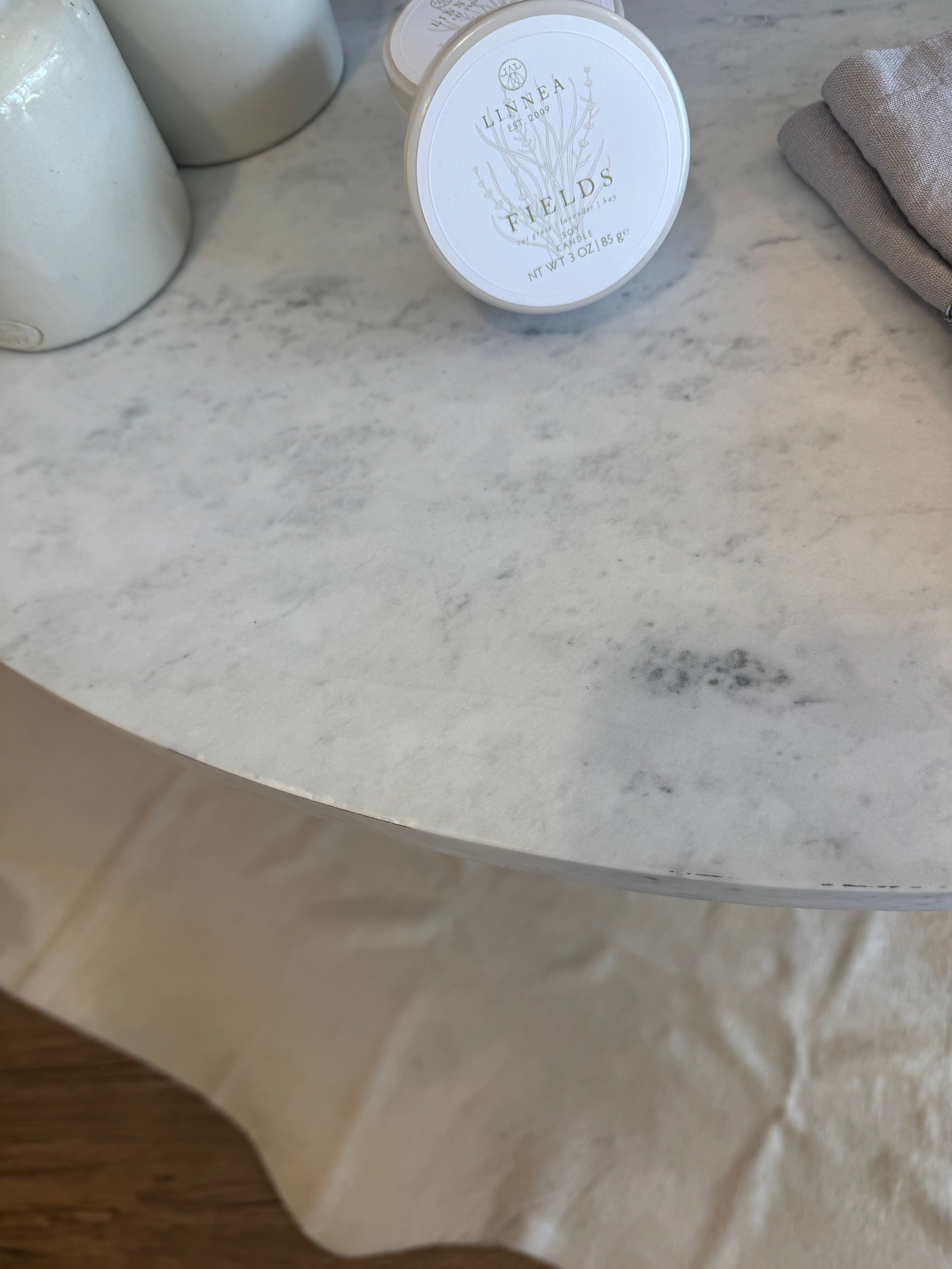Wood Carved Marble Top Table