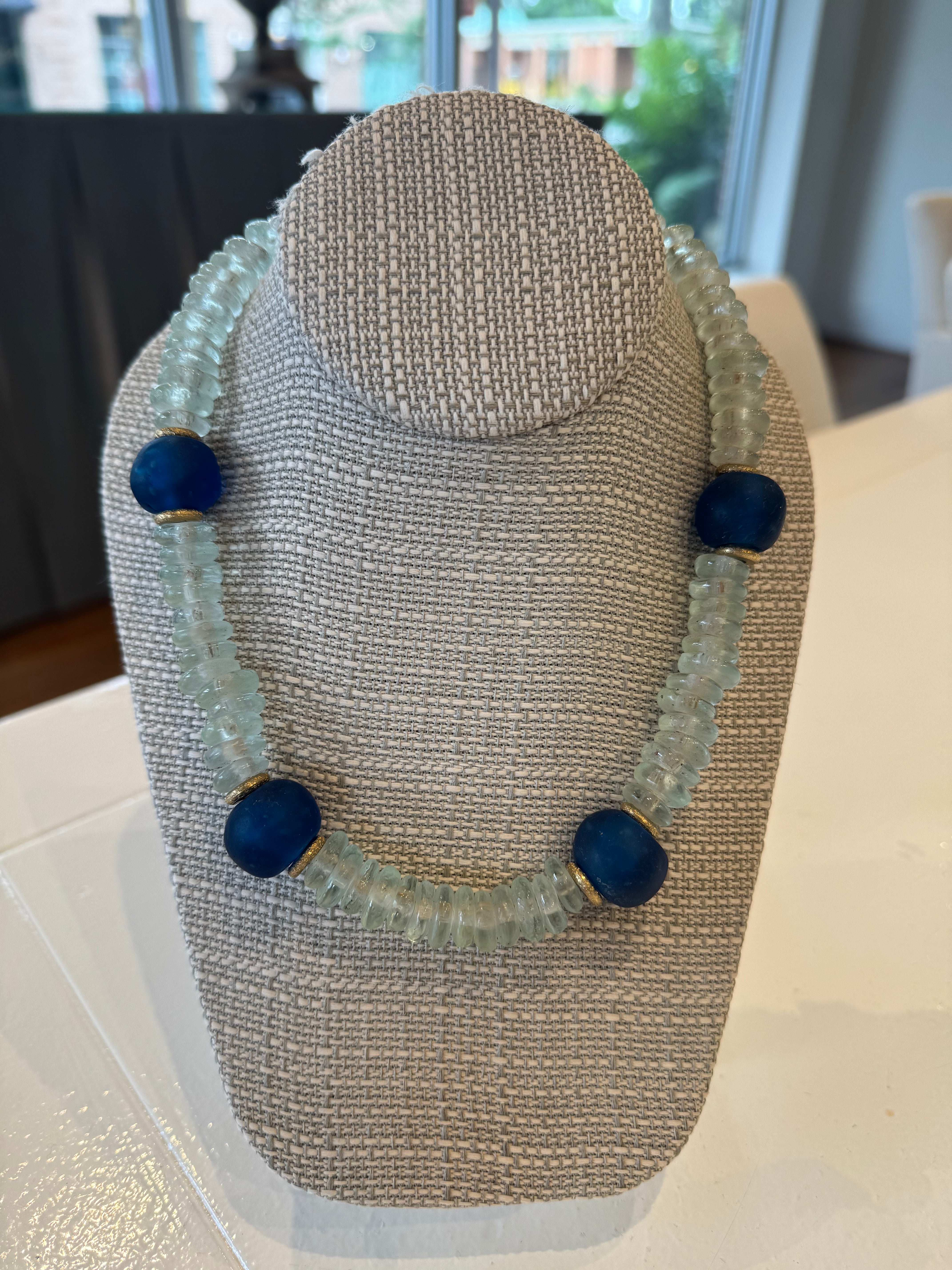Clear African Beads with Blue Balls