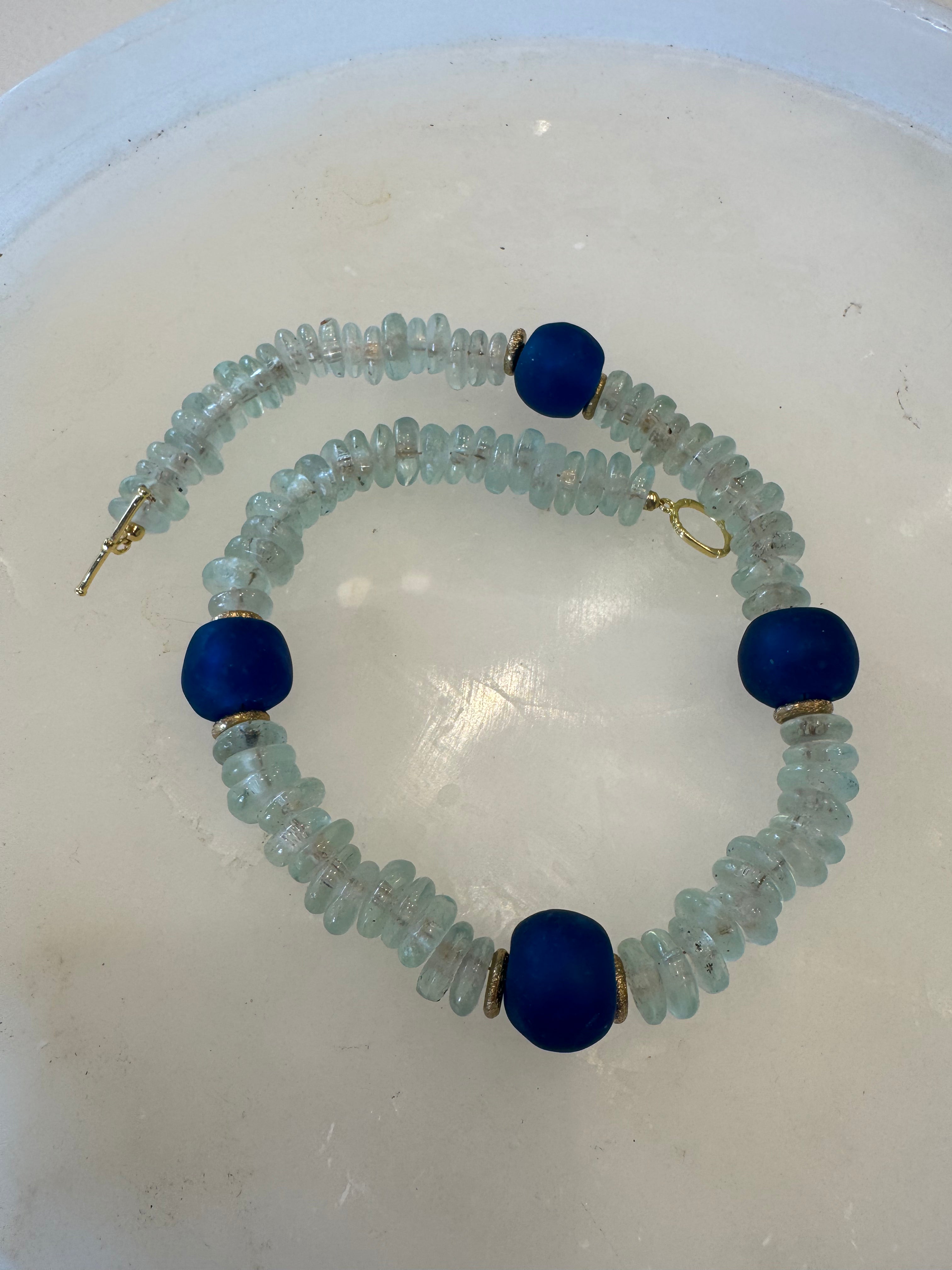 Clear African Beads with Blue Balls