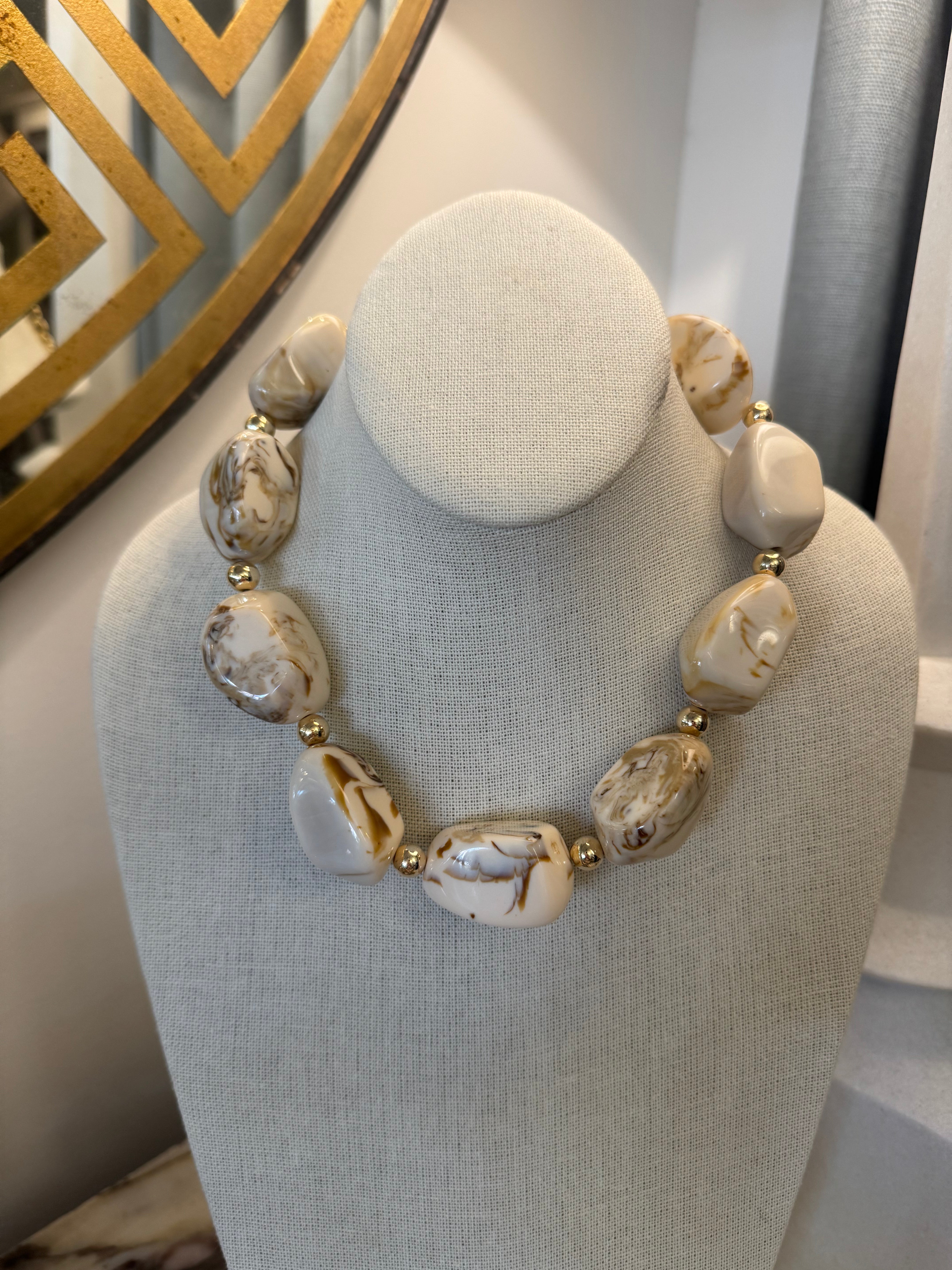 Marble Pebble & Ball Necklace