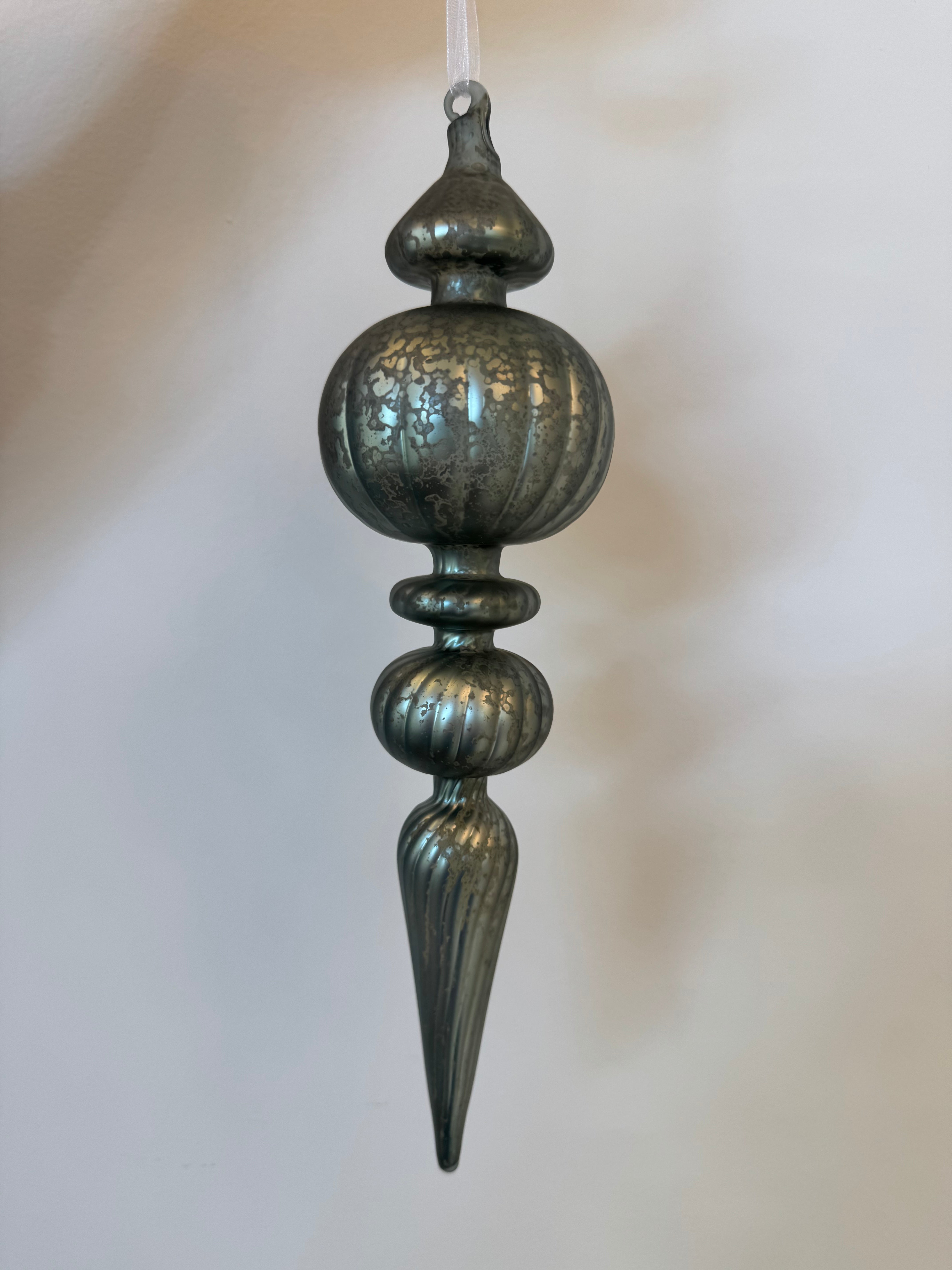 Antique Blue Glass Finial Ornament