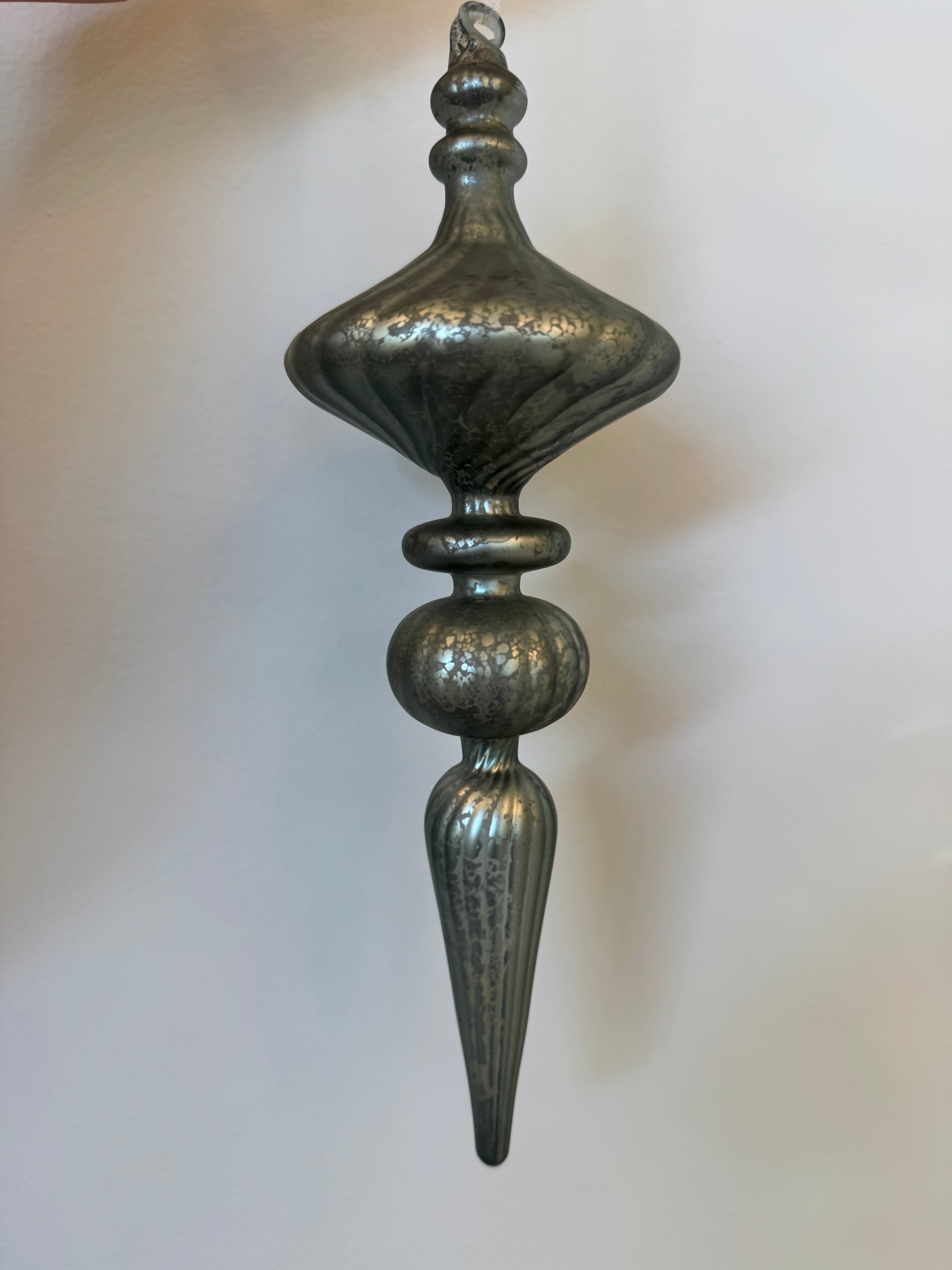 Antique Blue Glass Finial Ornament