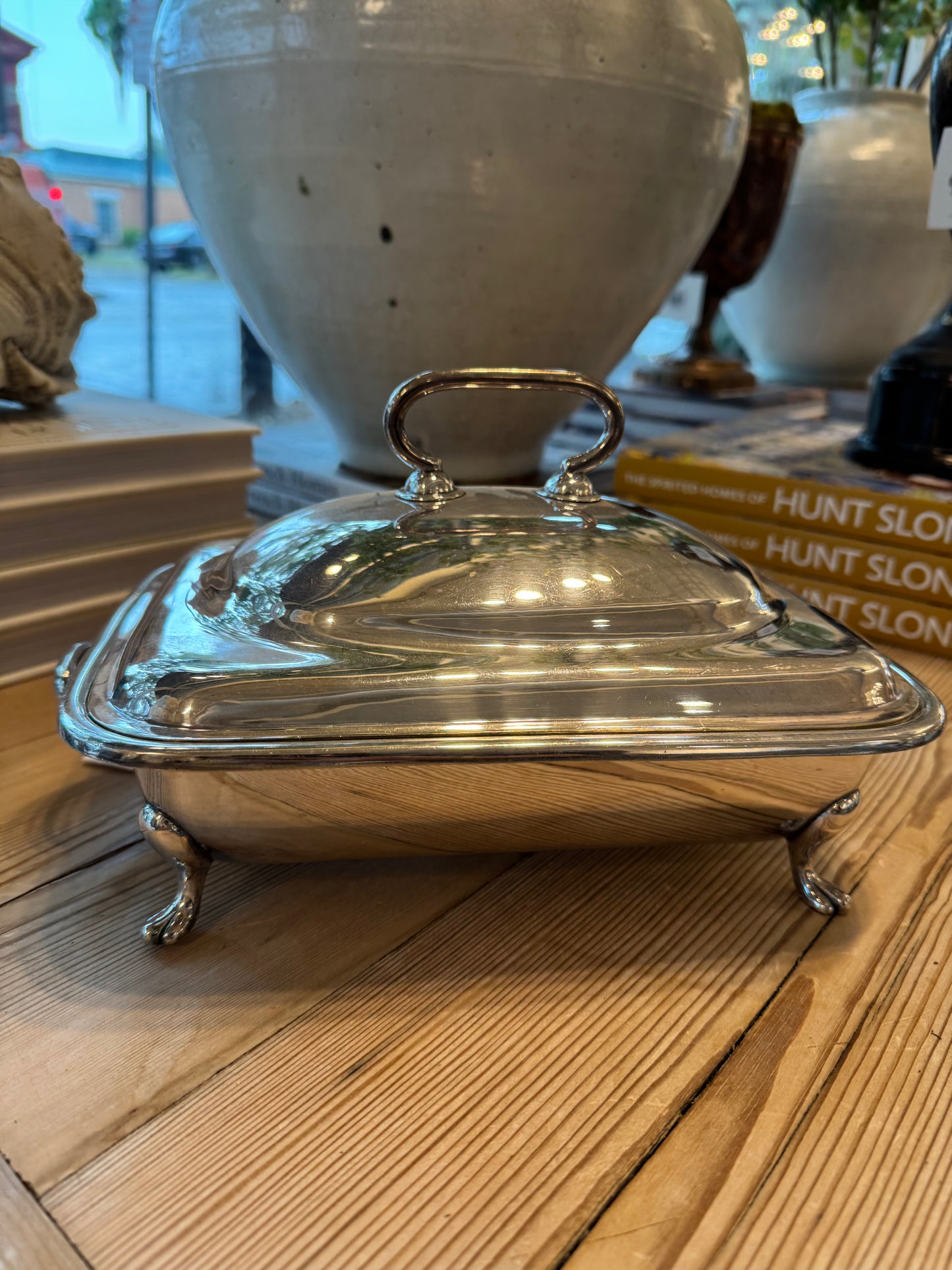 Silver Plated Covered and Footed Serving Dish