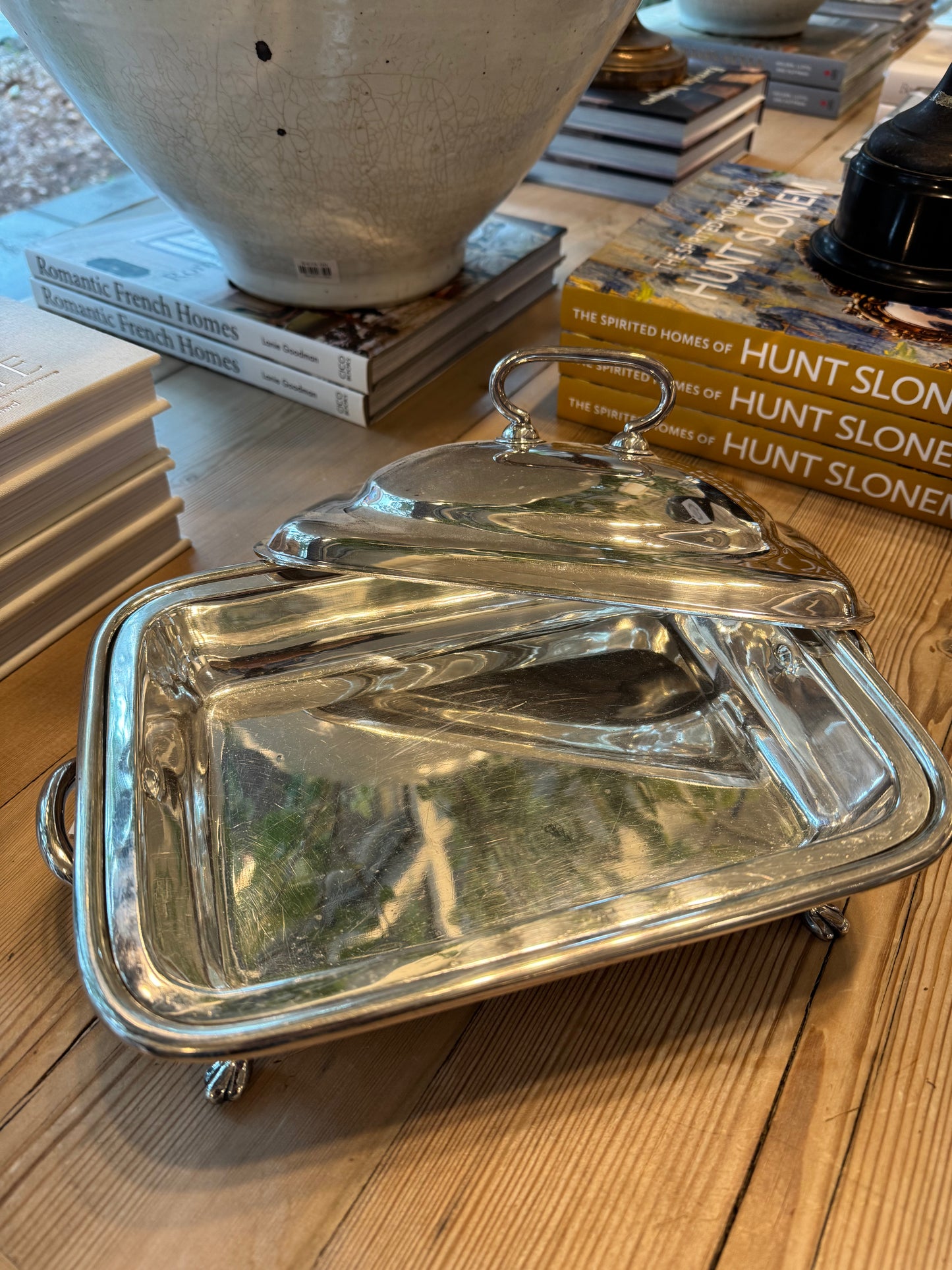 Silver Plated Covered and Footed Serving Dish