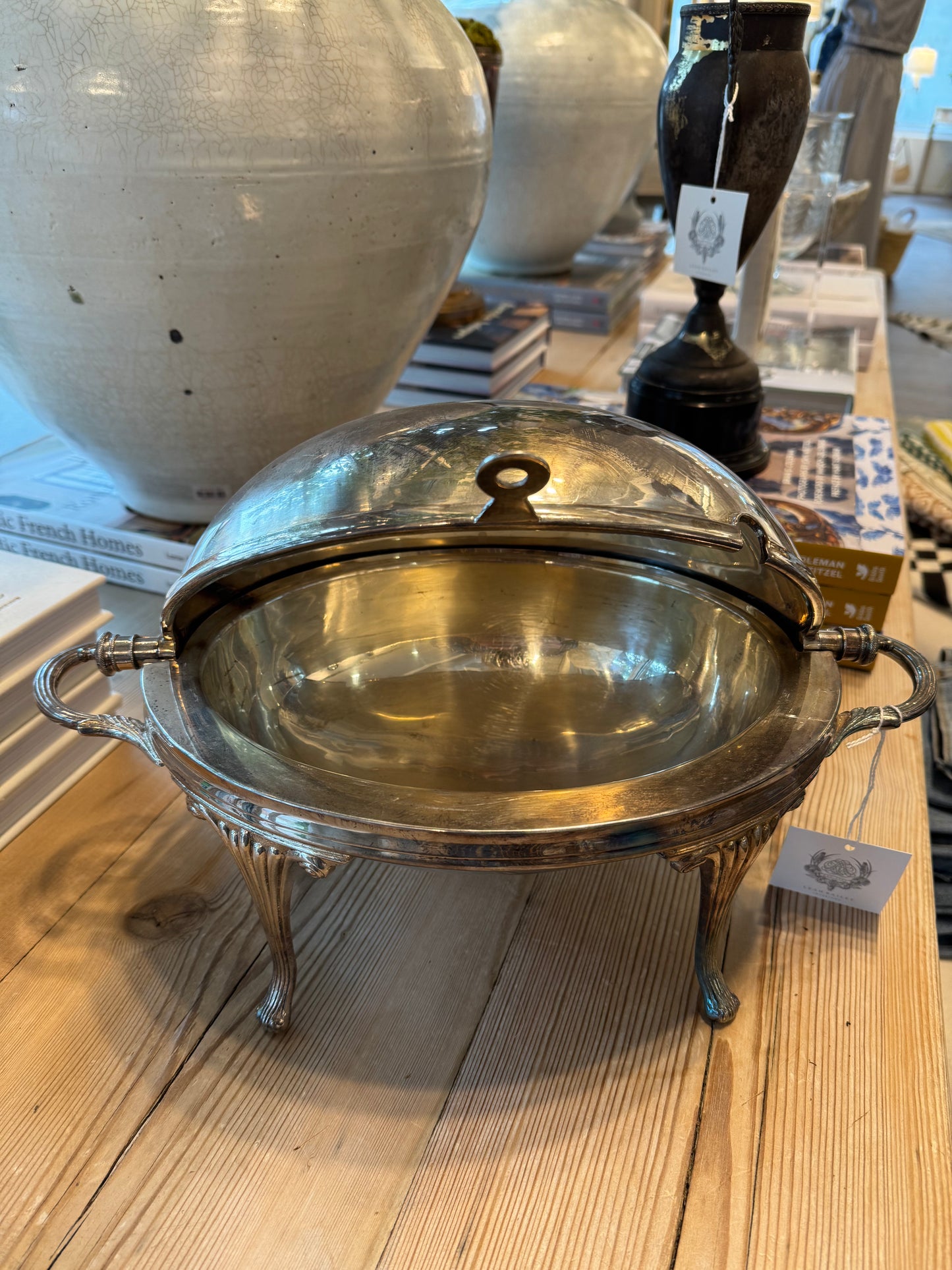 Silver Plated Roll Top Domed Serving Dish