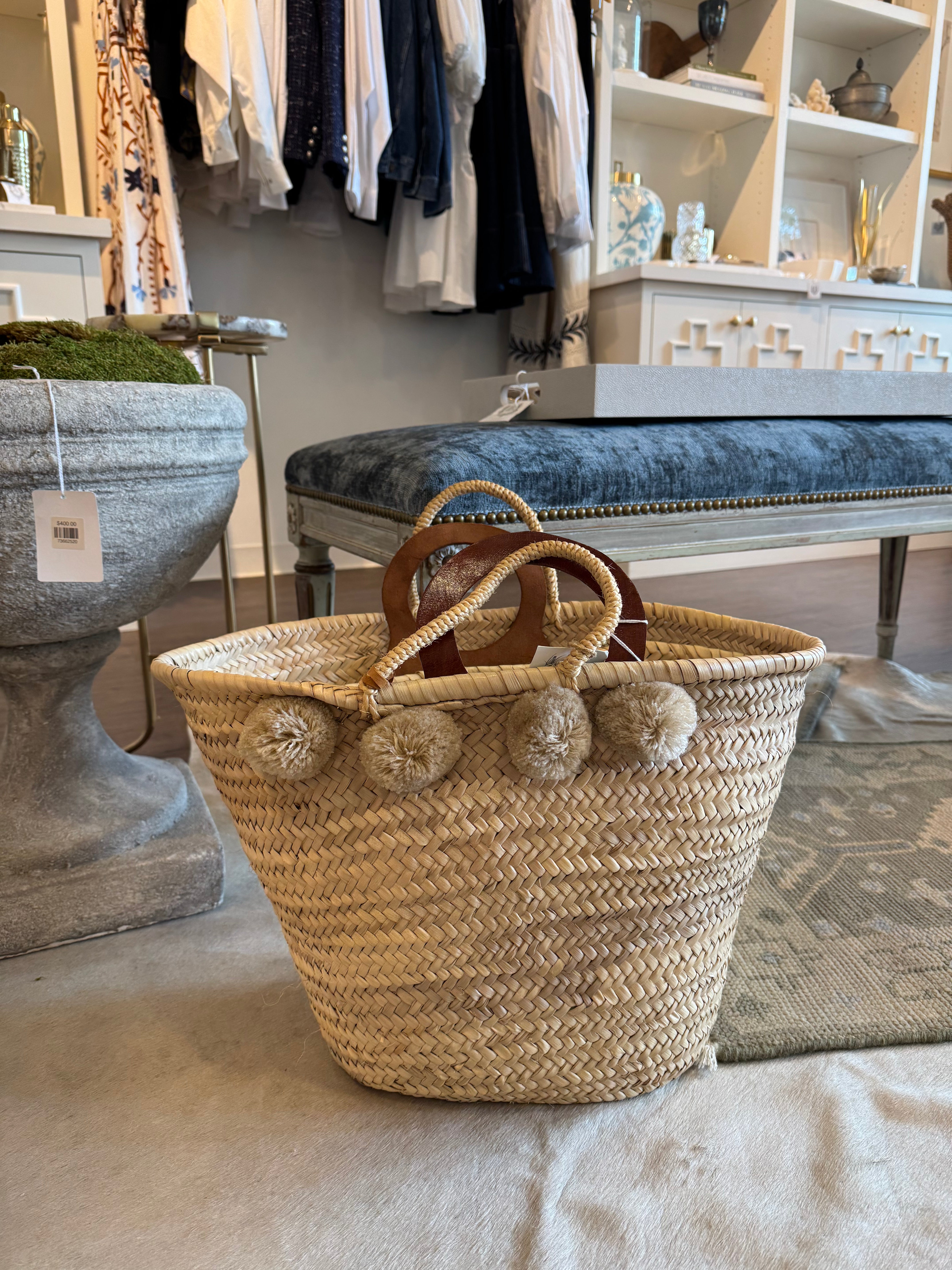 French Market Bags with Pom-Pom