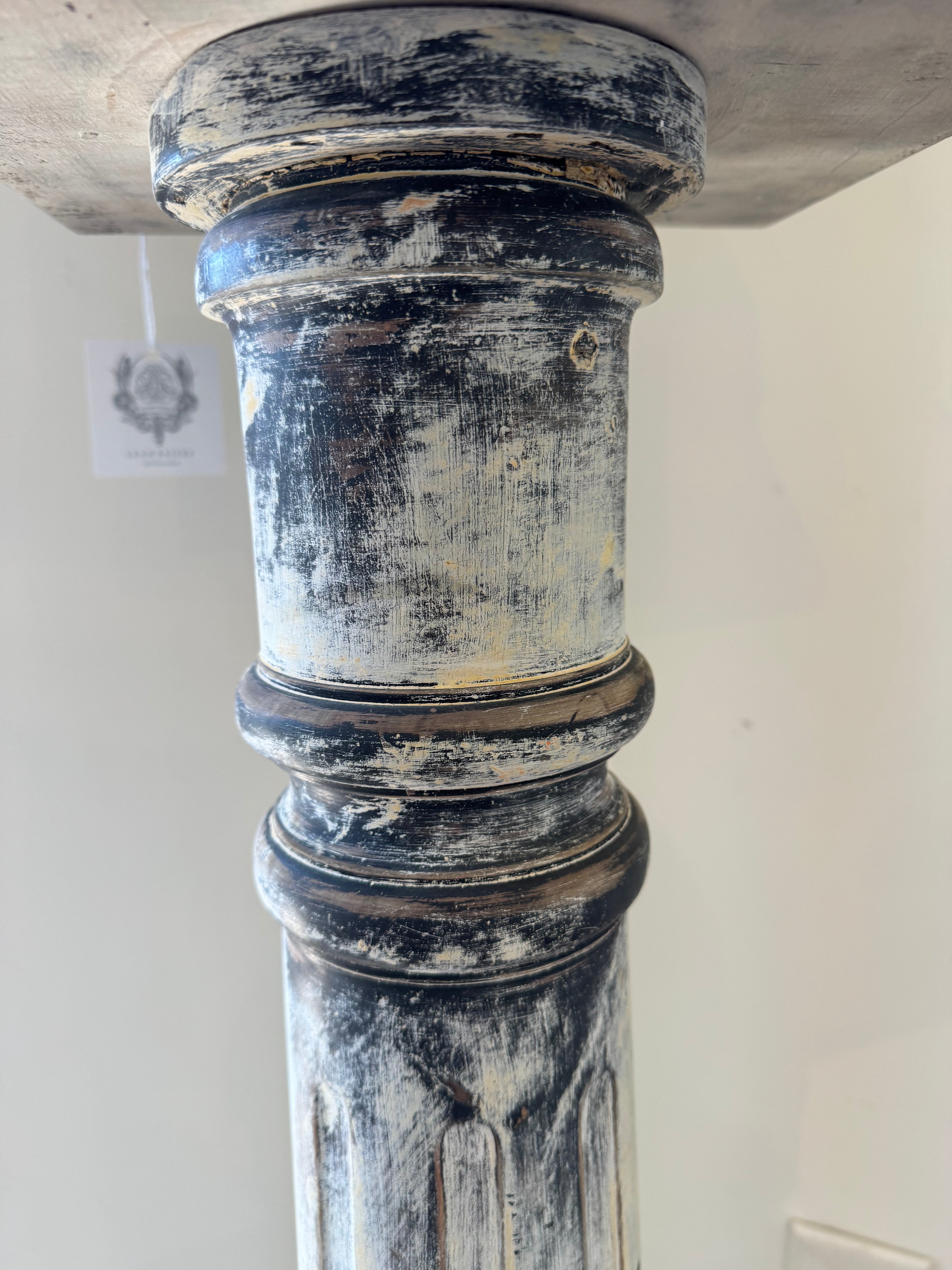 Wood White Patinated Pedestal