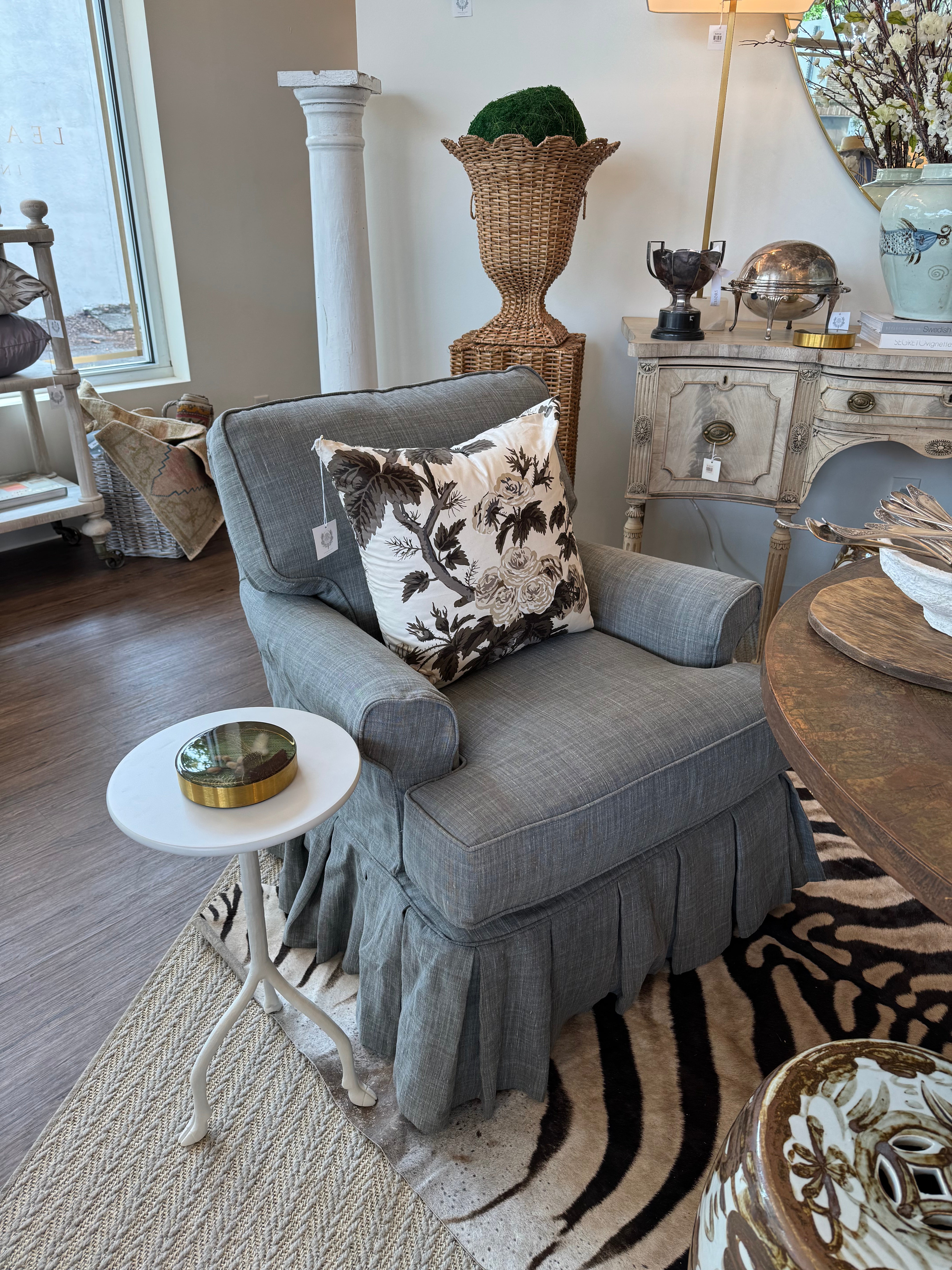 Slipcovered Swivel Chair
