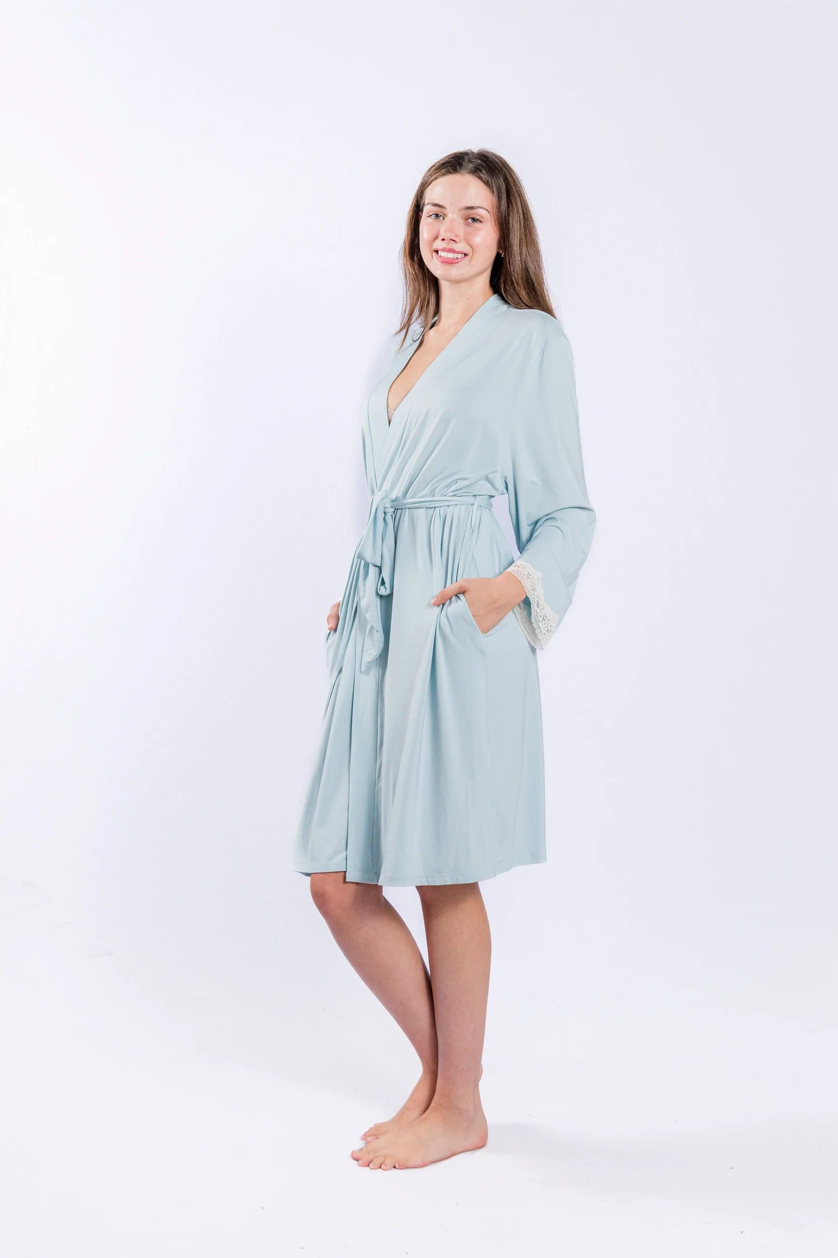 Powder Blue Lace Robe