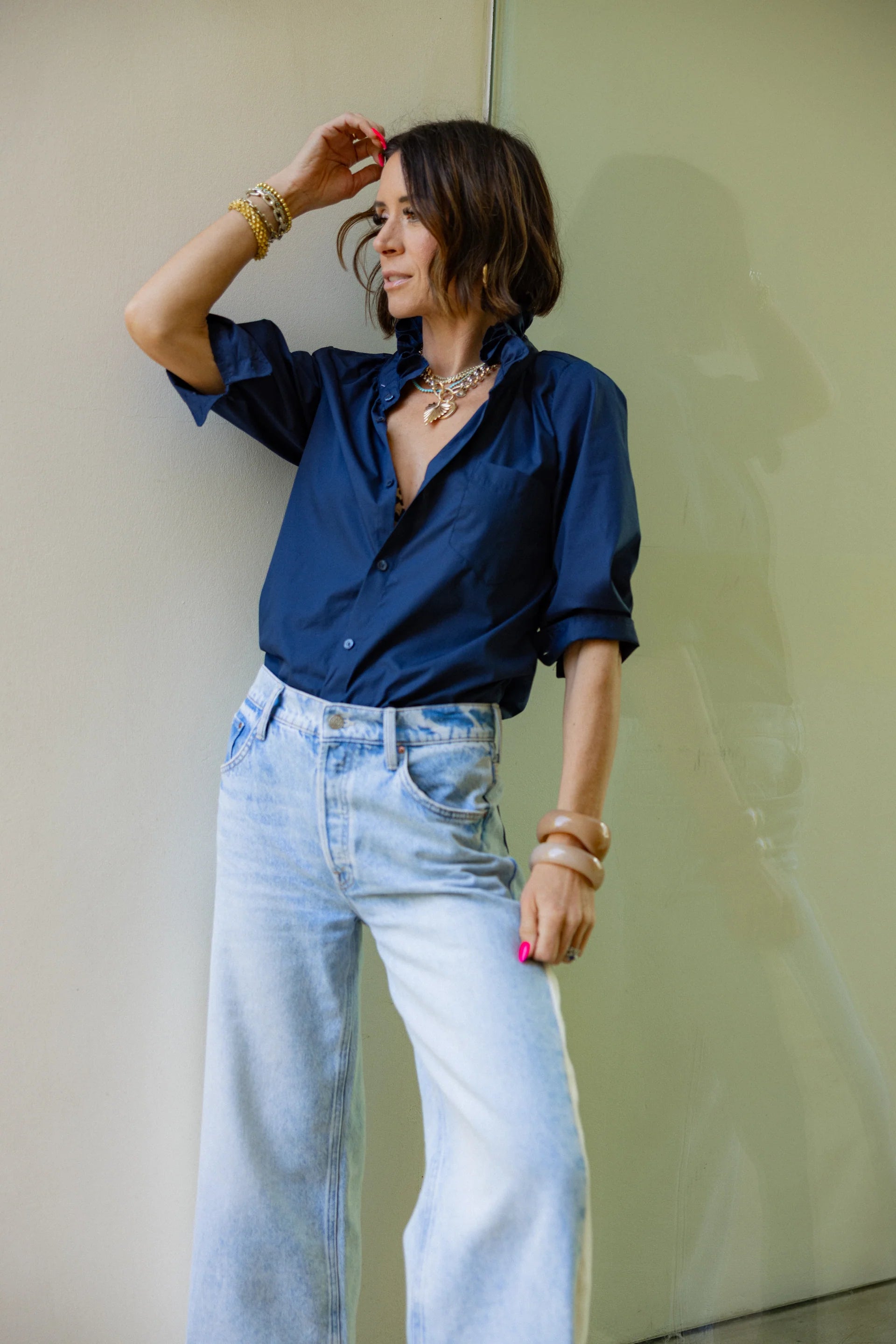 Southern Lover Button Up in Navy