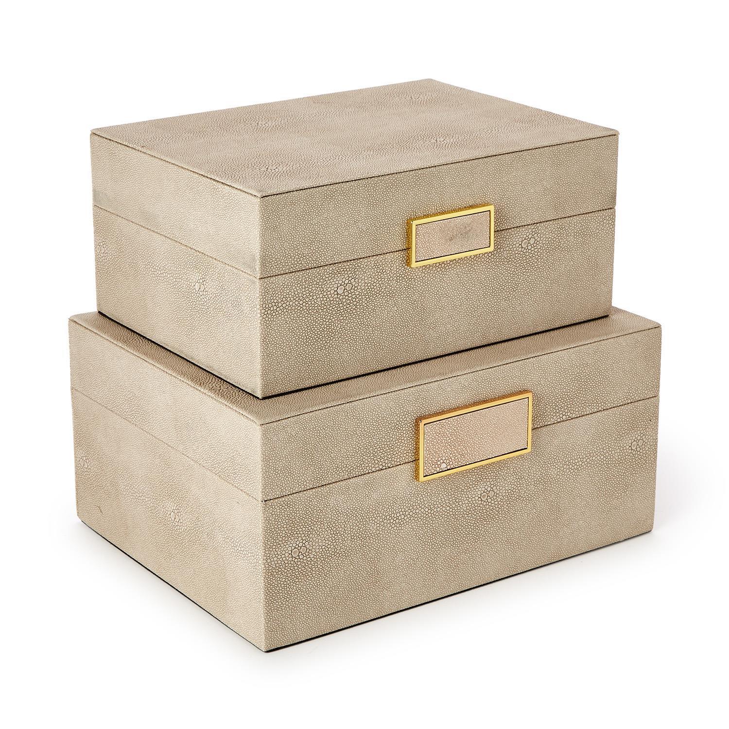 Brussels Cream Shagreen Boxes