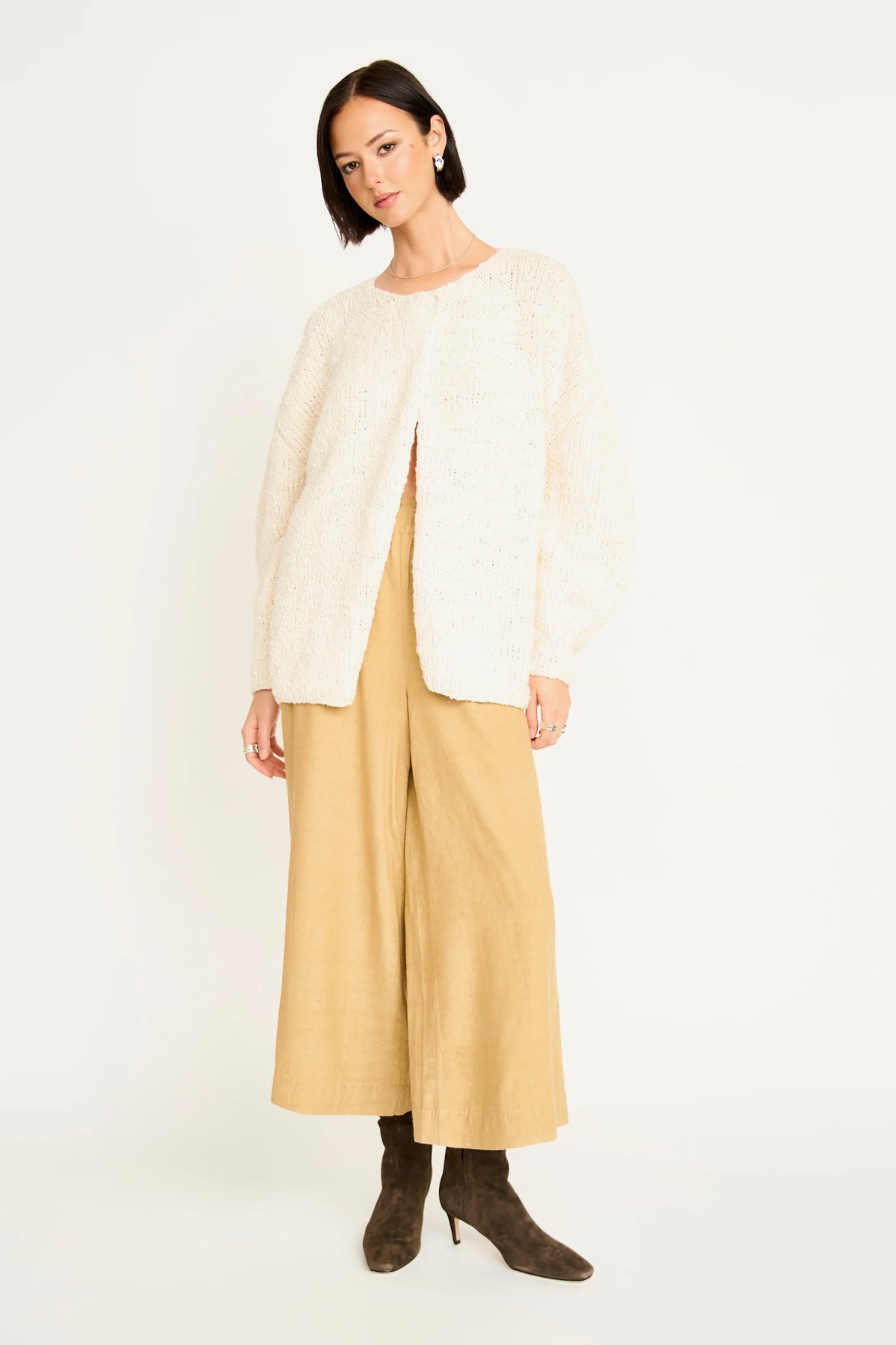 Cusco Open Cardigan in Cream Flame