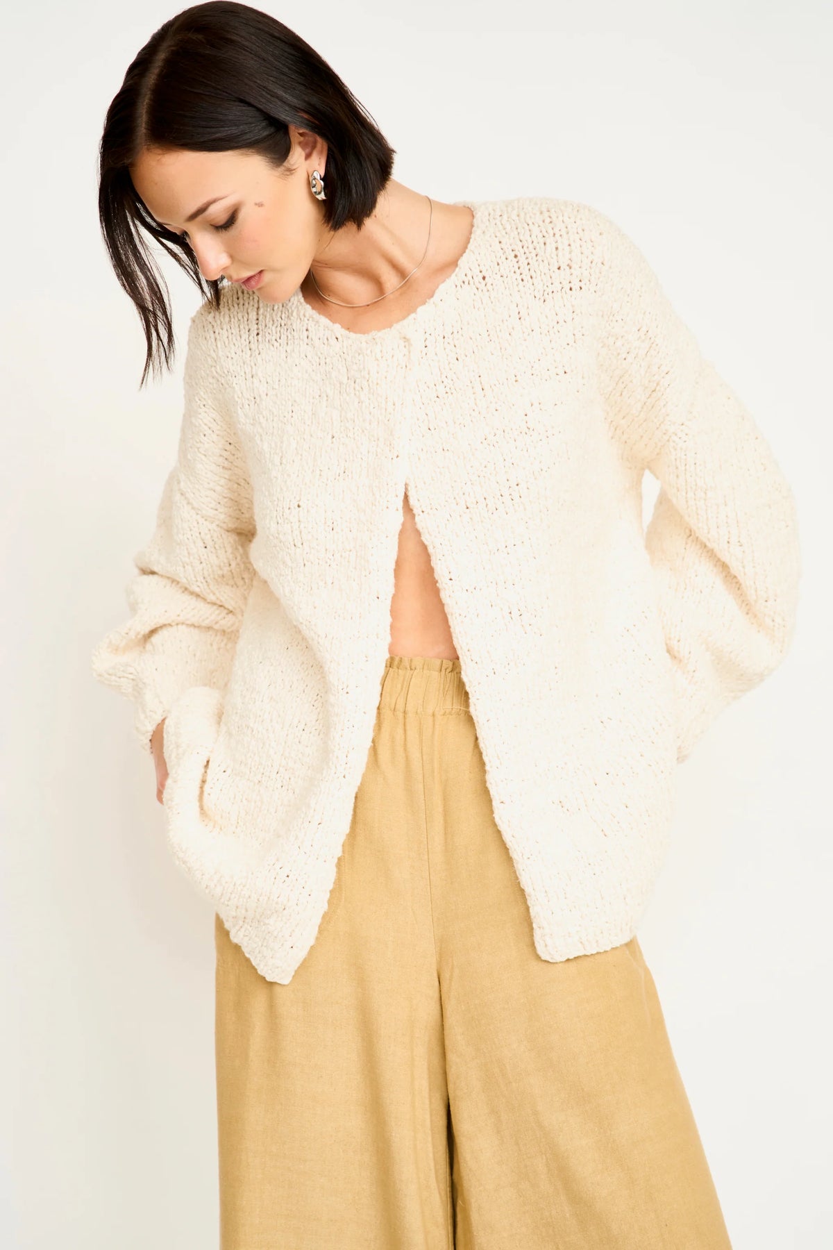 Cusco Open Cardigan in Cream Flame