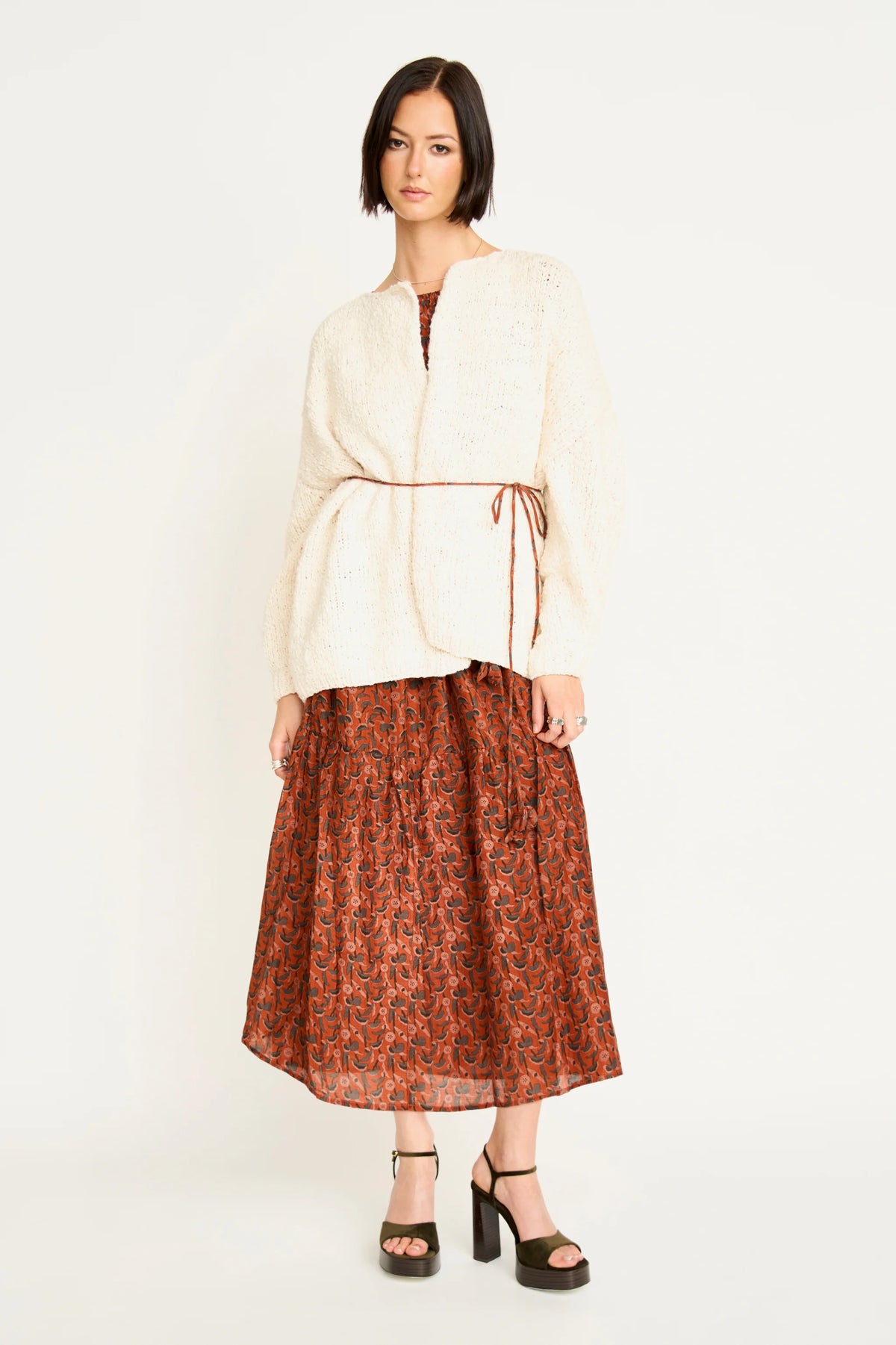 Cusco Open Cardigan in Cream Flame