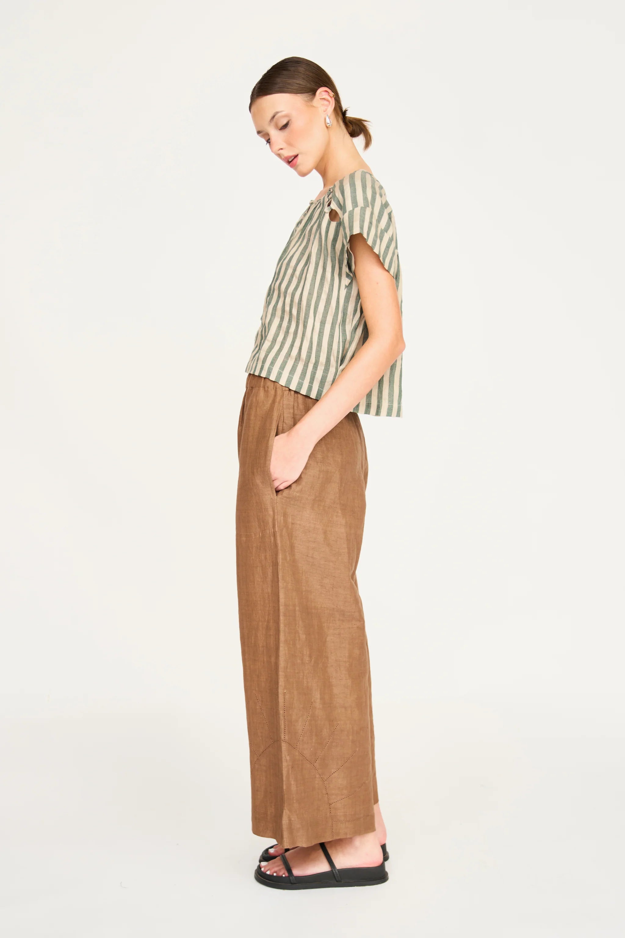 Mirth Pant in Brownie Linen