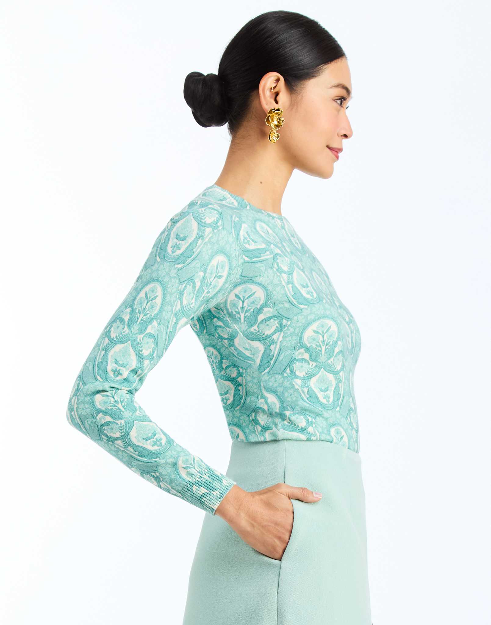 Phoebe Sweater in Trellis Aquarelle