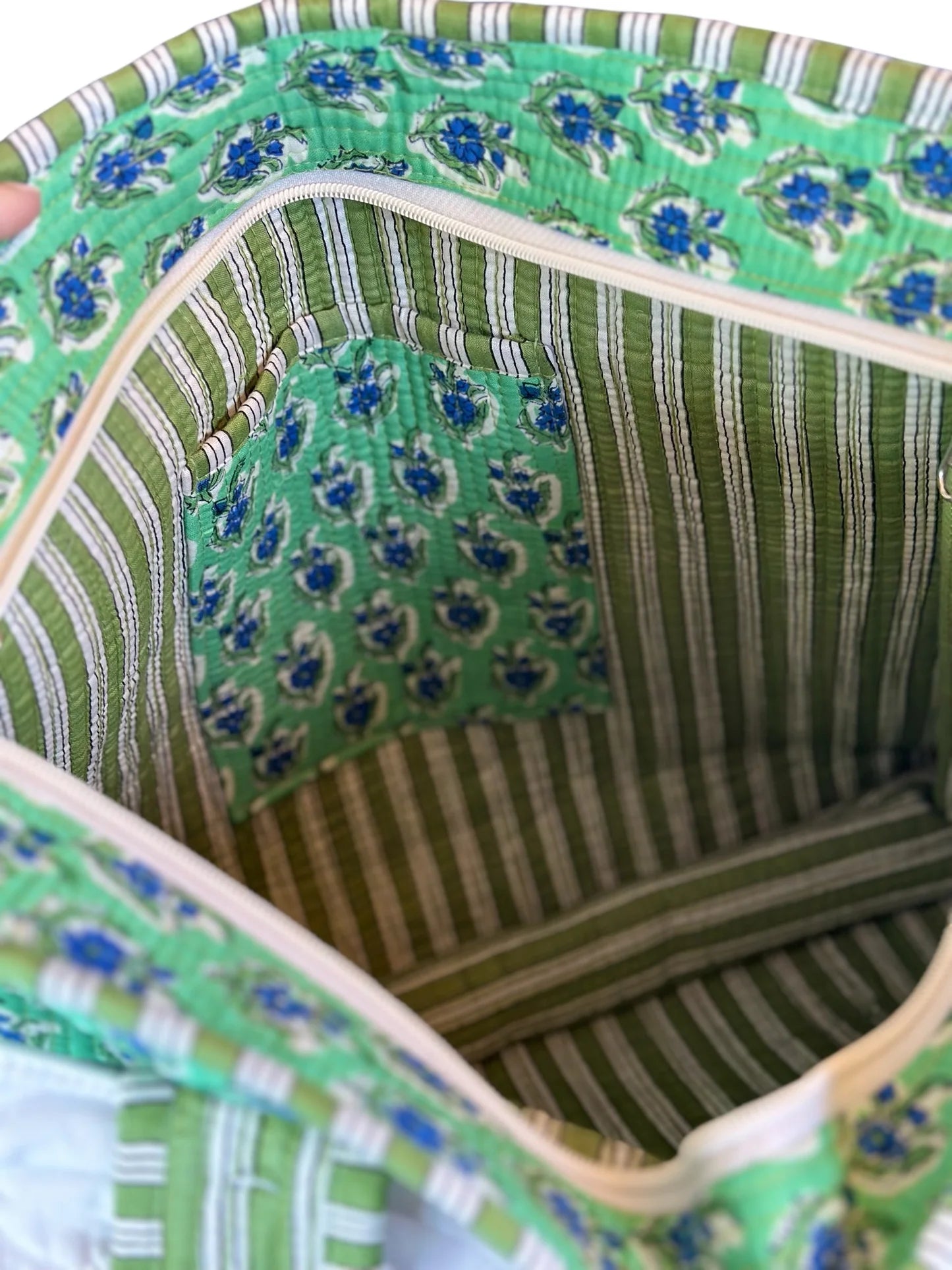 Jane Quilted Tote-Teal