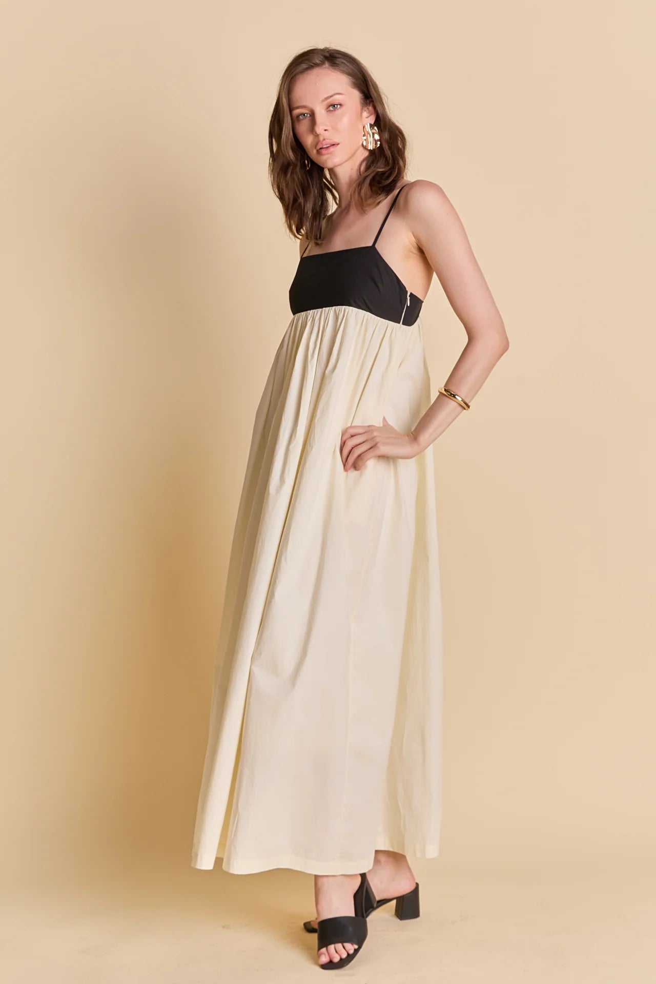 Color Block Sleeveless Maxi Dress