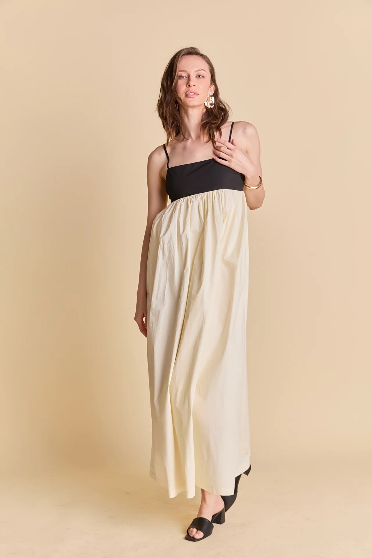 Color Block Sleeveless Maxi Dress