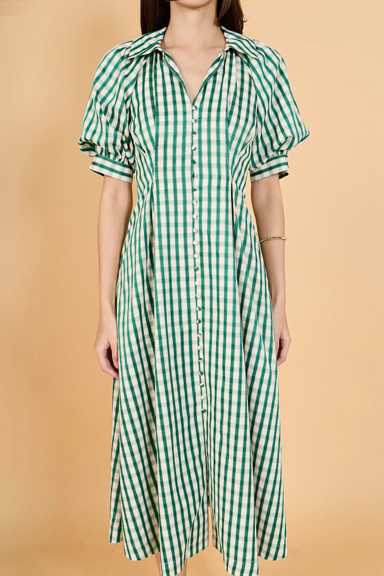 Gingham Check Midi Dress