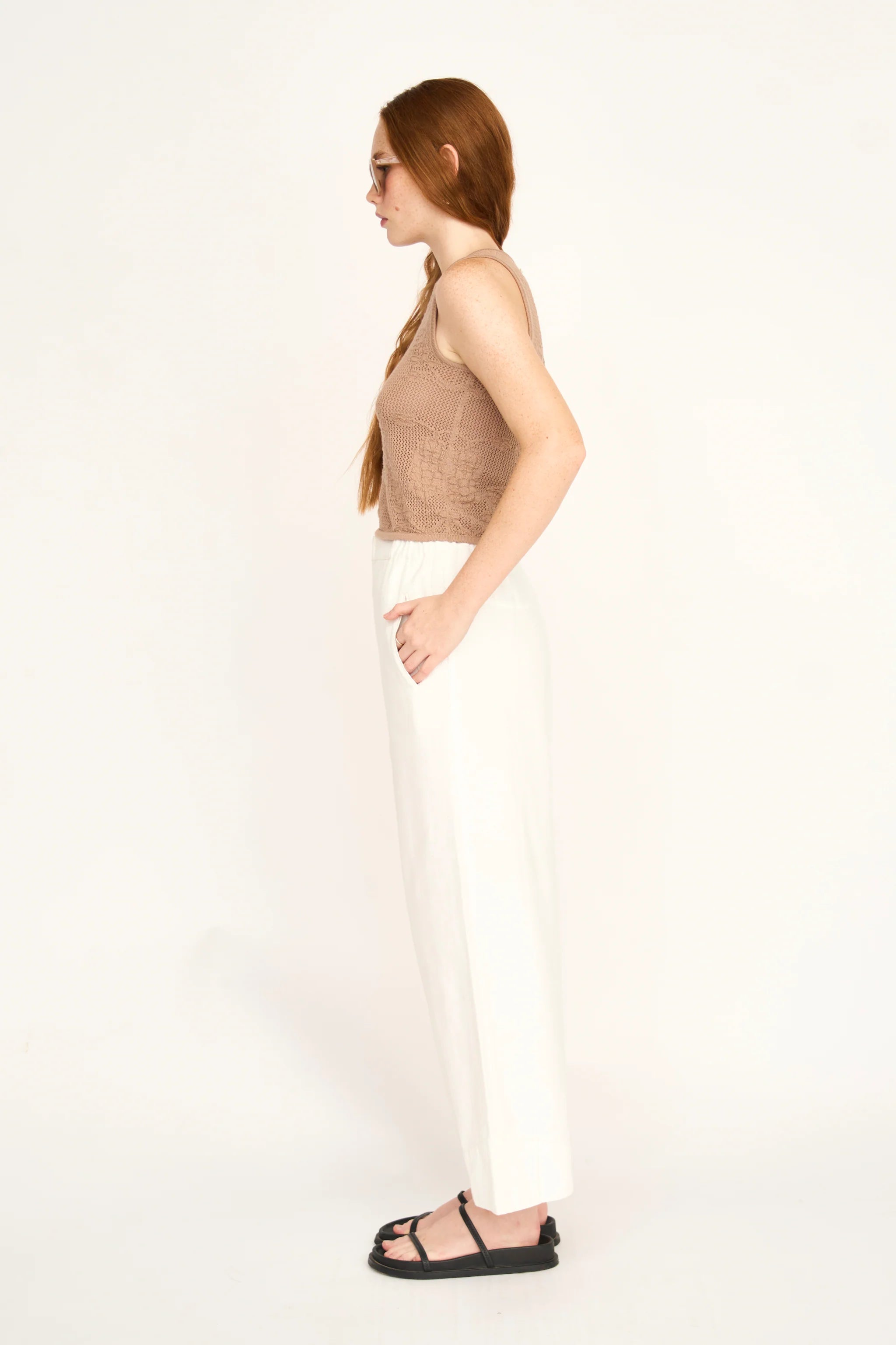 Salzburg Floral Knit Tank in Biscuit