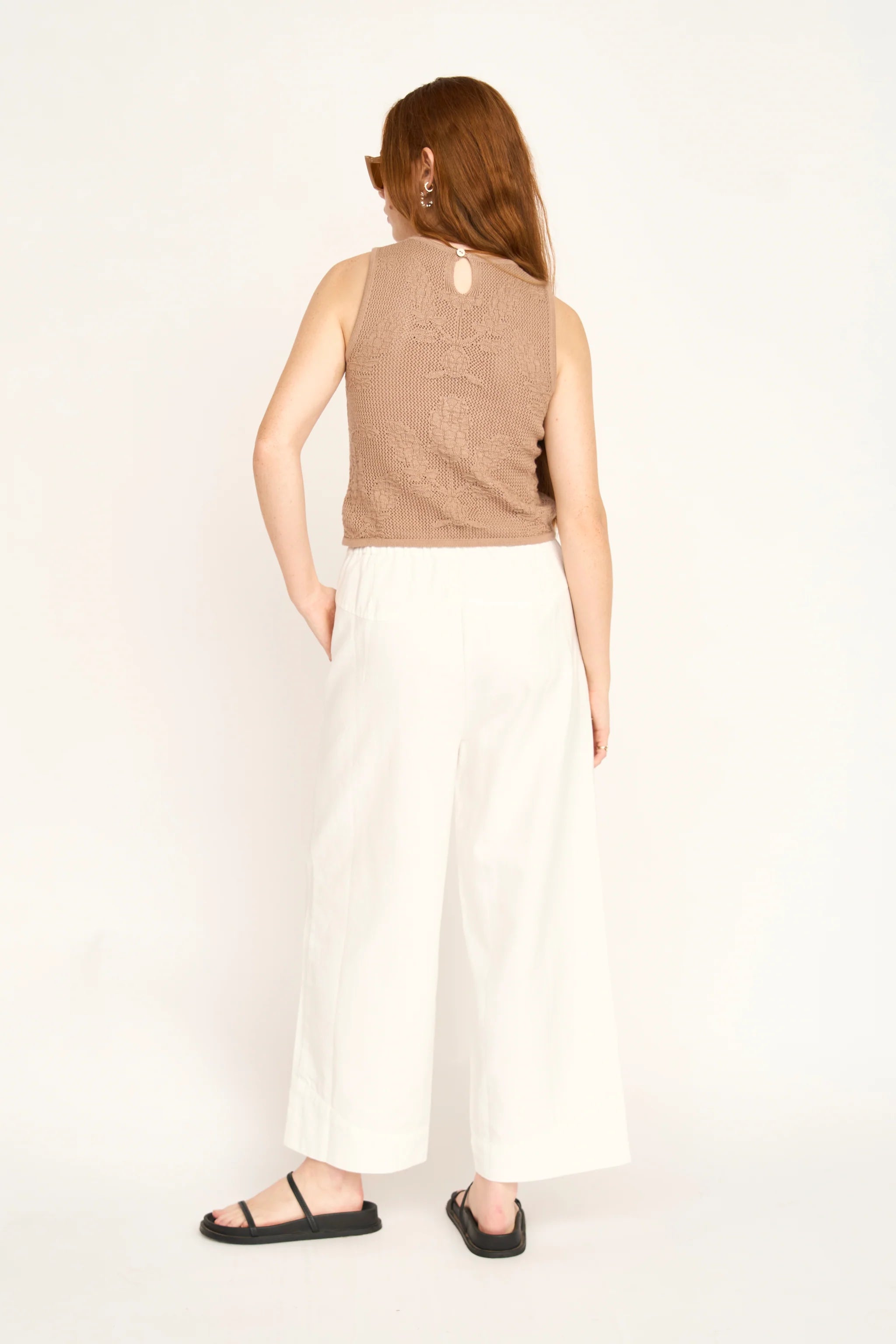 Salzburg Floral Knit Tank in Biscuit