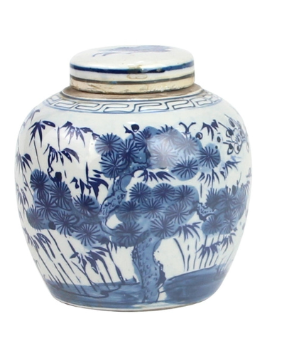Blue And White Mini Jar Pine Tree