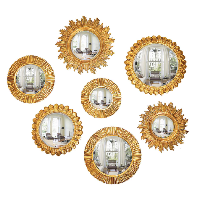 Gold Leaf Convex Mirror