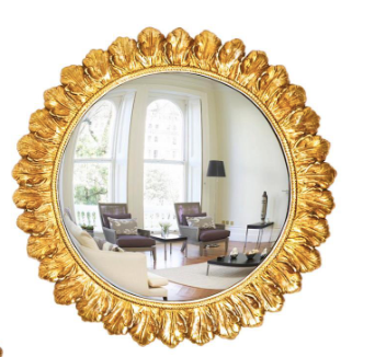 Gold Leaf Convex Mirror