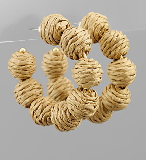Raffia Ball Hoop Earring