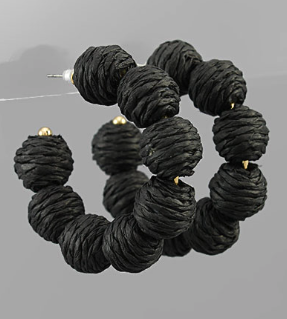 Raffia Ball Hoop Earring