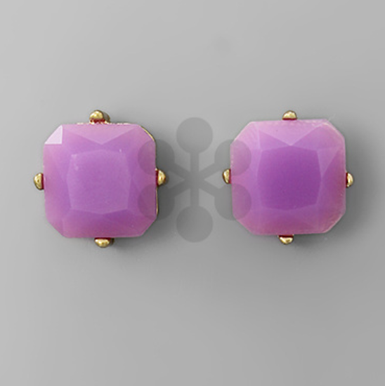 Square Stone Stud Earring