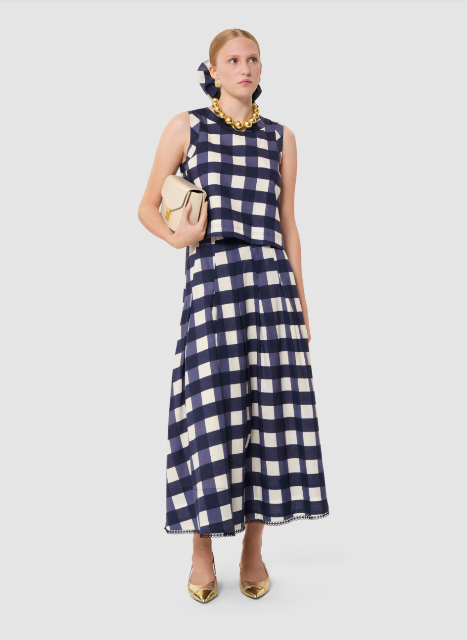 Tepee Sleeveless Gingham Top