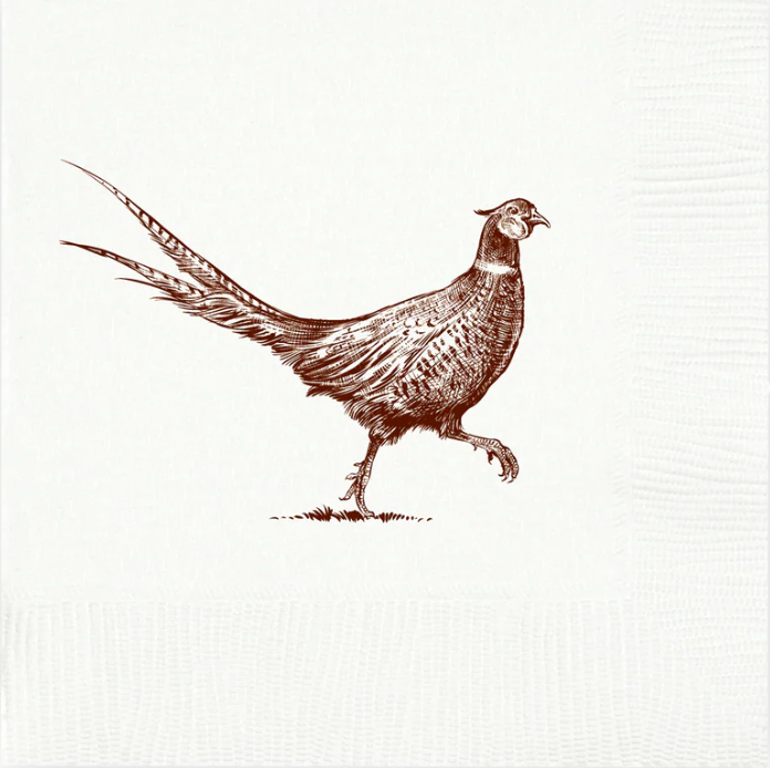 Pheasant Strut White Beverage Napkins