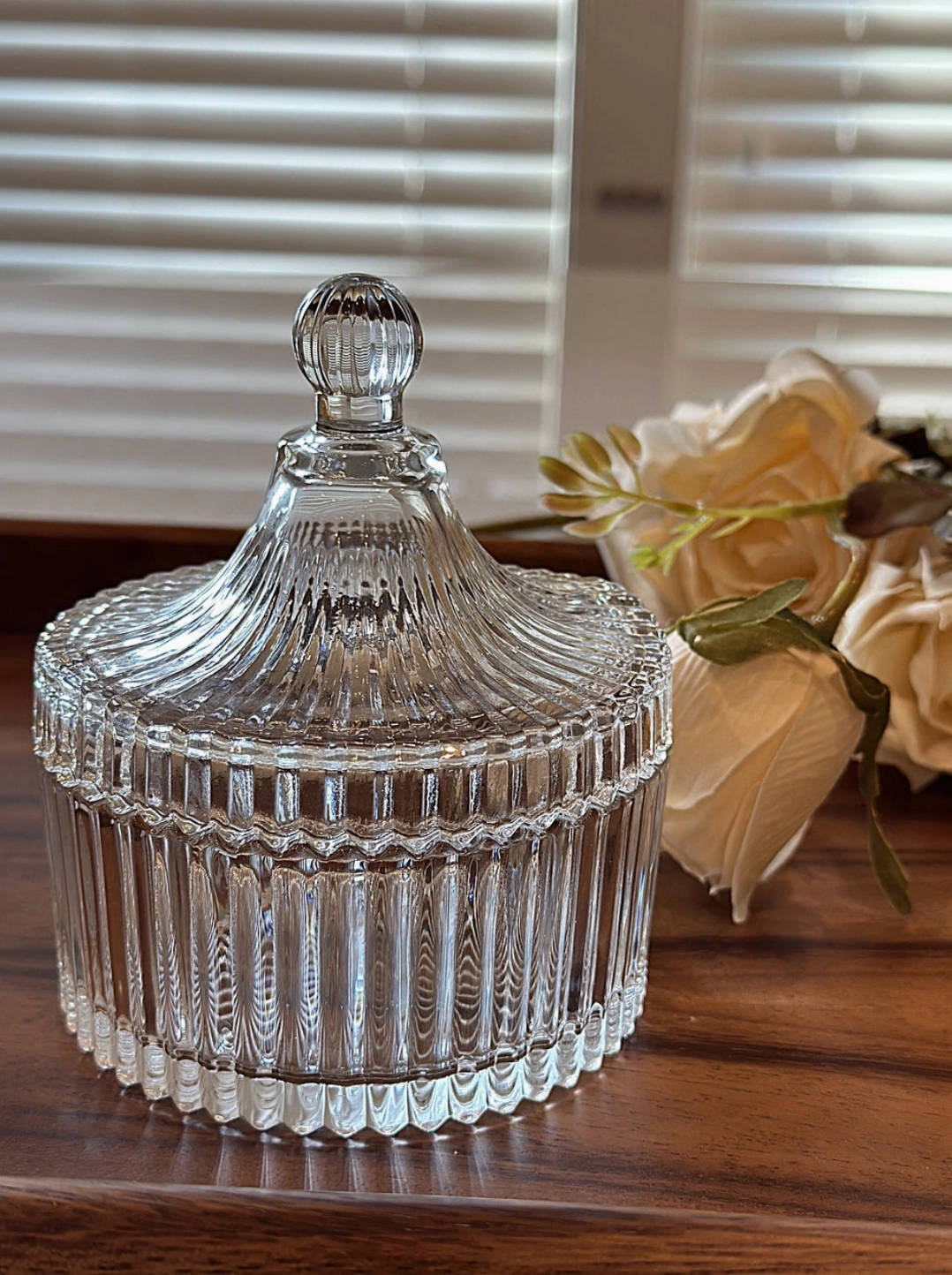 Ribbed Yurt Glass Jar with Lid