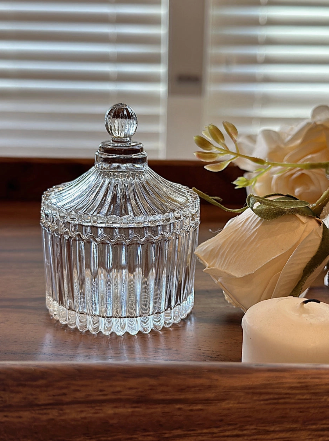 Ribbed Yurt Glass Jar with Lid