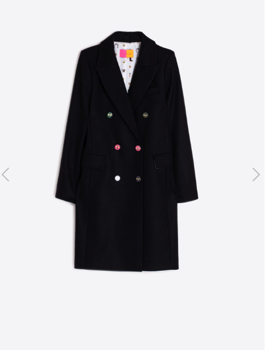 Vilagallo Lian Black Double Breasted Coat