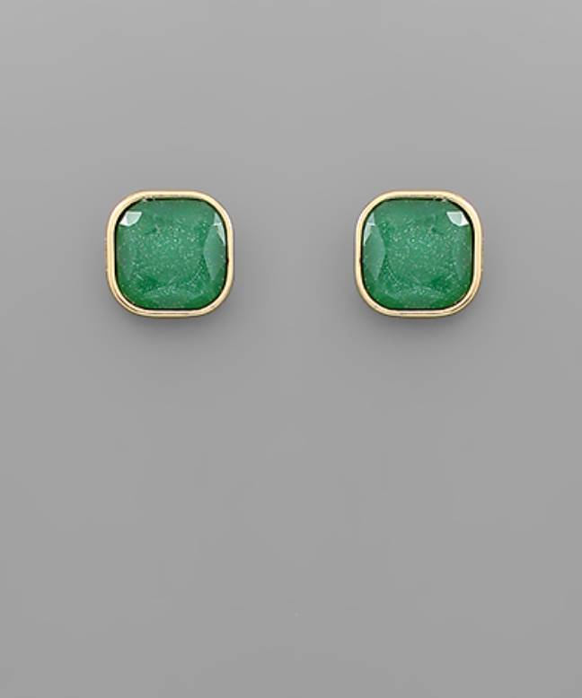 Glass Square Bead Earrings