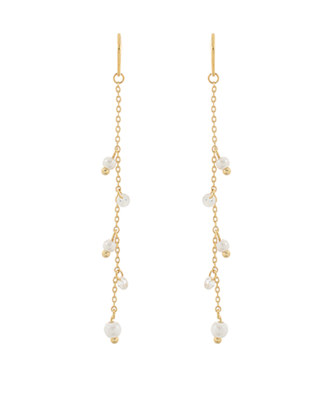 Linear Pearl & Glass Chain Earrings