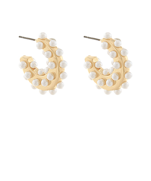 Dotted Pearl Metal Hoops