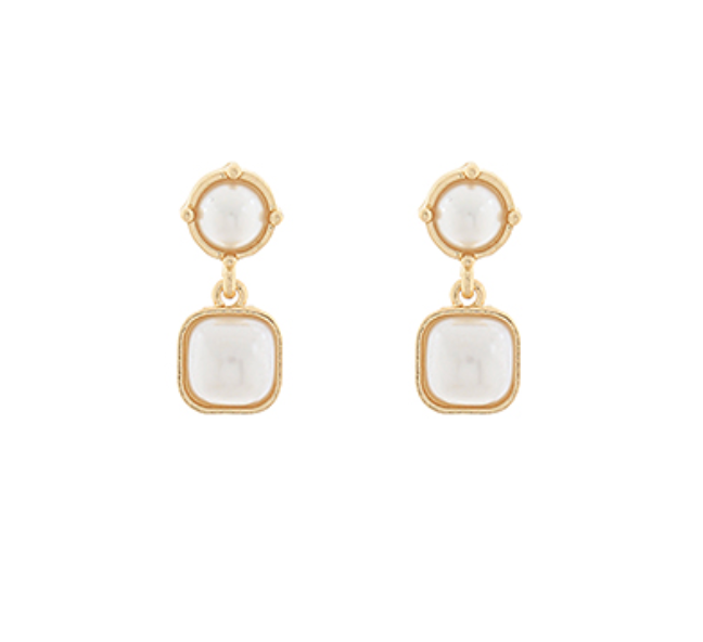 Mixed Shape Pearl Drop Earrings