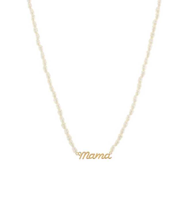 "Mama" Pendant Rice Pearl Necklace